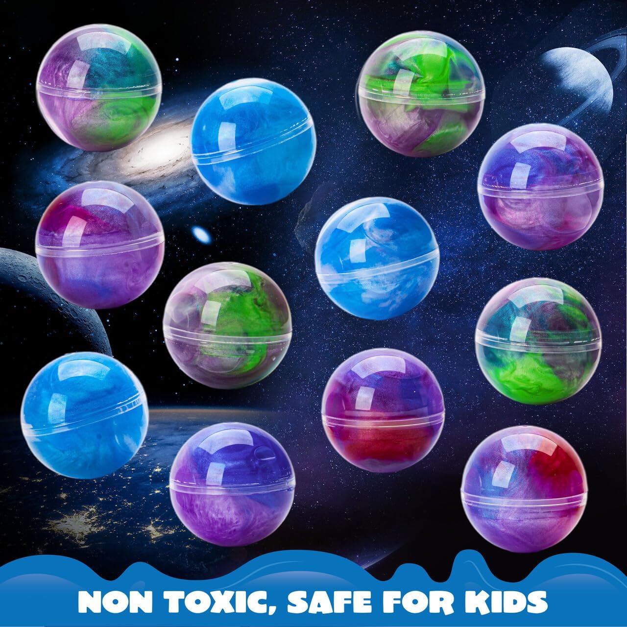 JOYIN Slime Party Favors, 24 Pack Galaxy Slime Ball - Stretchy, Non-Sticky, Mess-Free, Stress Relief, and Safe - Toys for Girls and Boys - Classroom Reward, Party Supplies