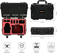 Vista 2 de Estuche rígido para DJI Mini 4 Pro: IP67 Fundas de transporte impermeables para Mini 4/3 Pro/3 Drone Fly More Combo RC 2/RC Smart Controller Caja