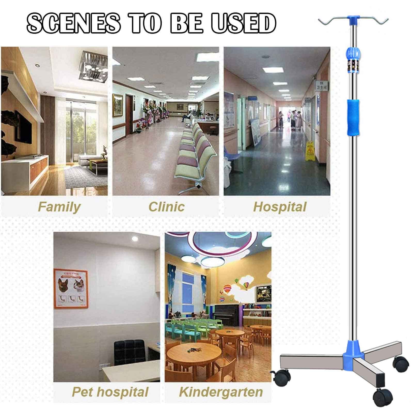 Soporte Porta Sueros IV Plegable Portátil, Soporte de Goteo de Acero Inoxidable de Altura Ajustable para Cuidado en El Hogar, Hospital y Clínica para Ancianos