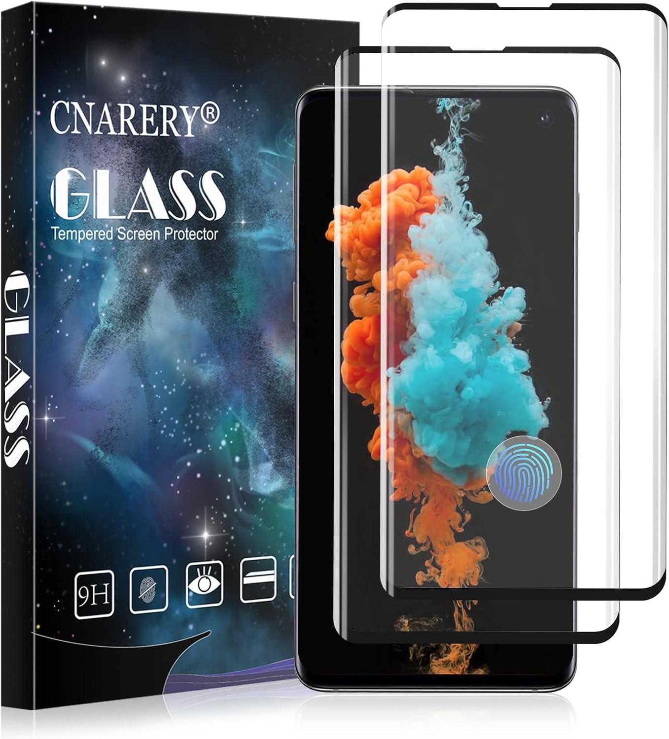 Cnarery Samsung Galaxy S10 Screen Protector, Support Fingerprint 2 Pack