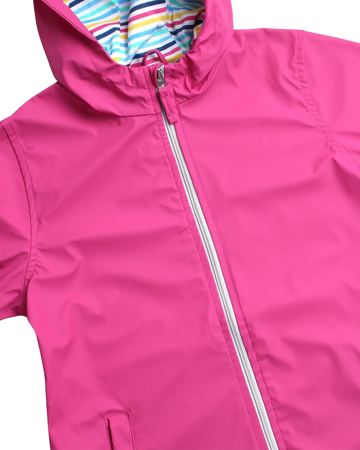 Pink Platinum Girls Rain Jacket - Wind and Waterproof Rain Jacket Lightweight Full Zip Up Hooded Raincoat for Girls