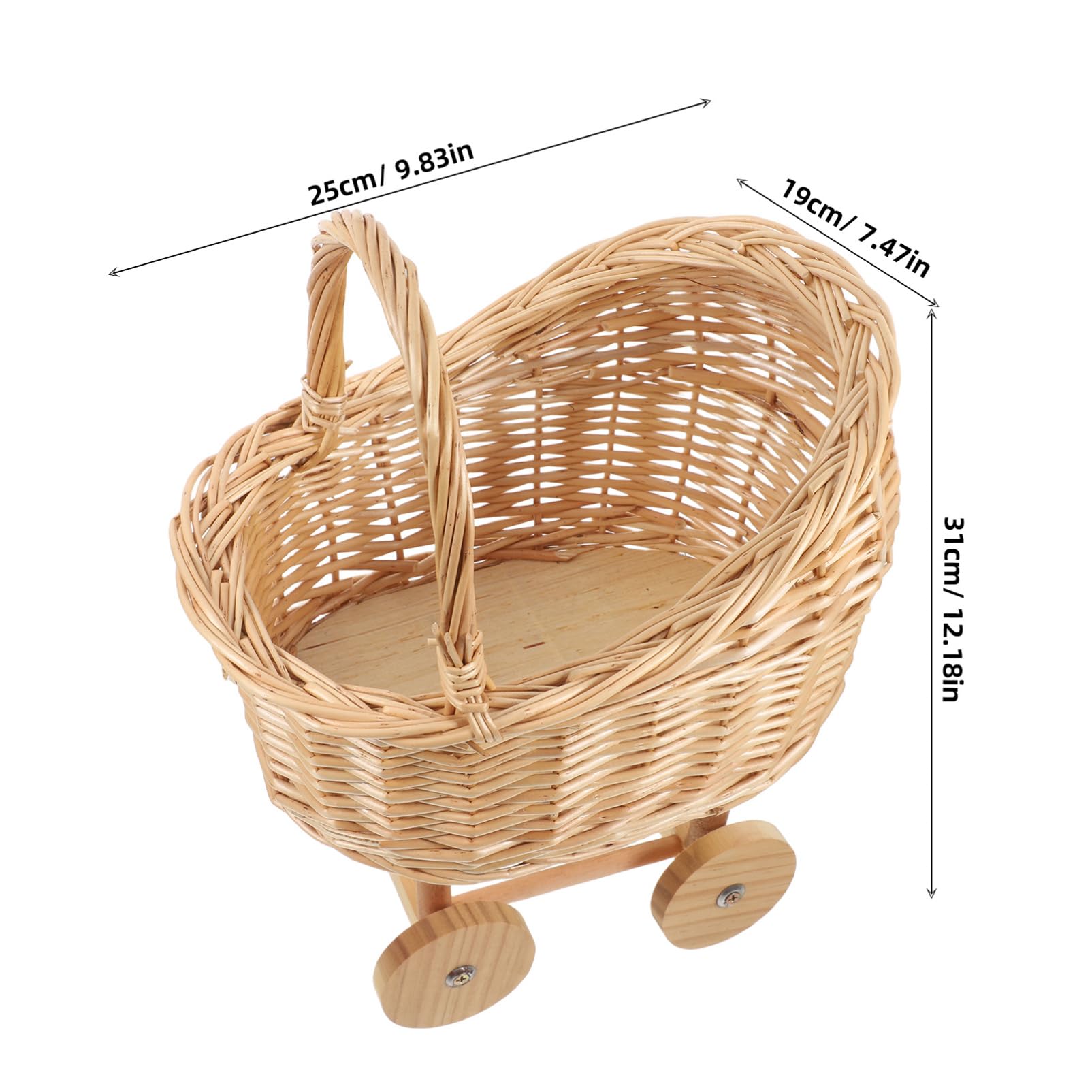 BESTonZON Stroller Shaped Woven Flower Basket with Handles for Weddings Showers and Floral Arrangements Rustic Decorative Storage Basket for Celebrations