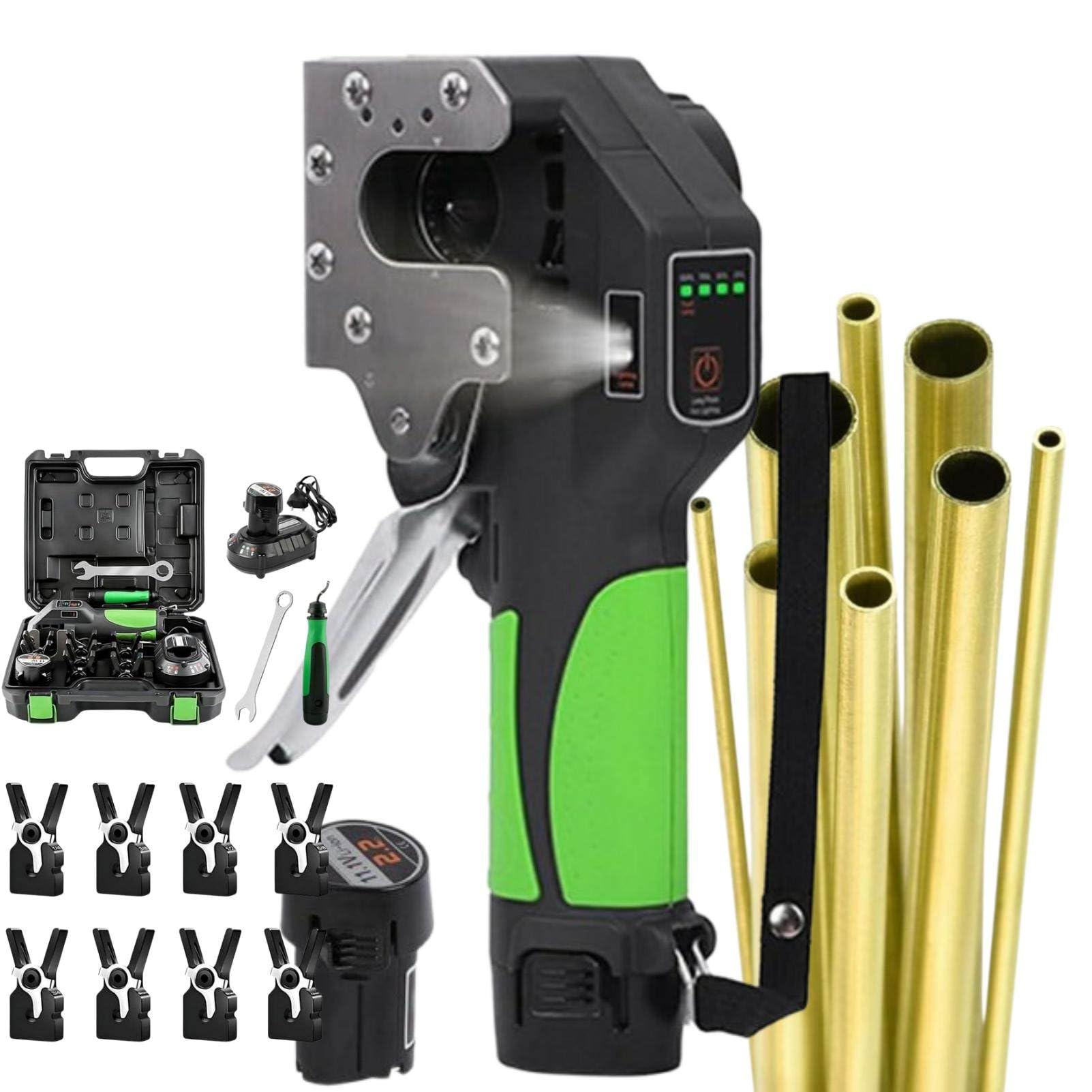 Herramienta para abocardar Tubos de Cobre, Kit expansor de tuberías eléctrico inalámbrico con abocardado de precisión de 45 Grados y batería de Litio Recargable