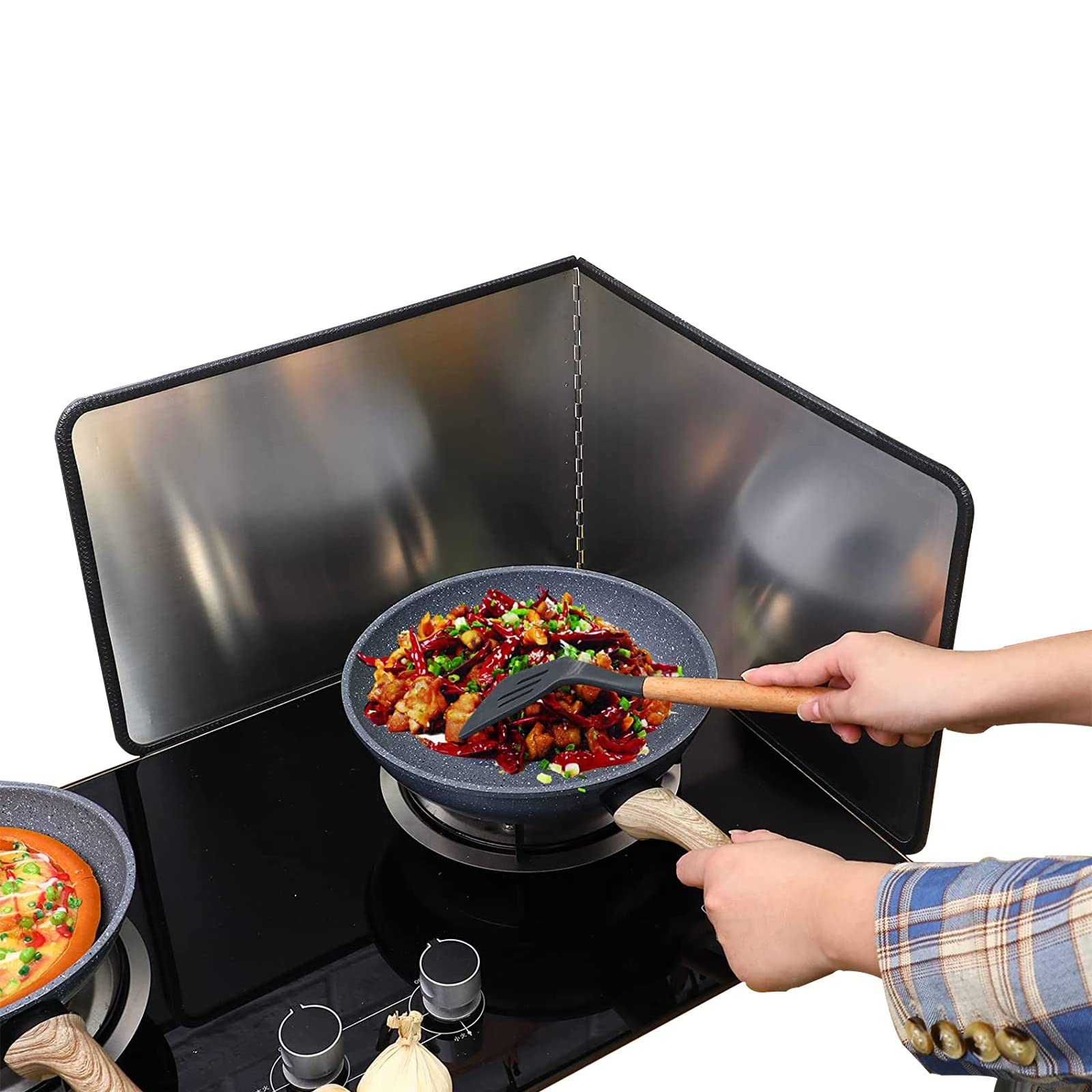 Stove Splash Guard, 304 Stainless Steel Frying Pan Splatter Guard, Folding Grease Splatter Screen, Anti-rust, Fire Prevention, Reusable, for Frying Pans, Gas Stoves, Dishwashers ( Color : Silver , Siz