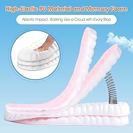 4D Cloud-Like Comfort Soles for Men - Soft Memory Foam Cushioning Insoles - Trim to Fit Steppers Insoles with Arch Support for Foot Pain Relief and Fatigue Reduction (Pink, US W 6.5-9)