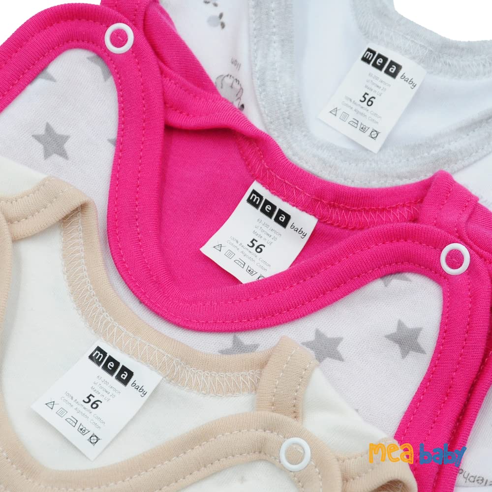 MEA BABY Tutine da bambino stampate da bambino| Chiusura con bottoni a pressione | Vari colori e motivi stampati | Confezione multipla da 5 pezzi