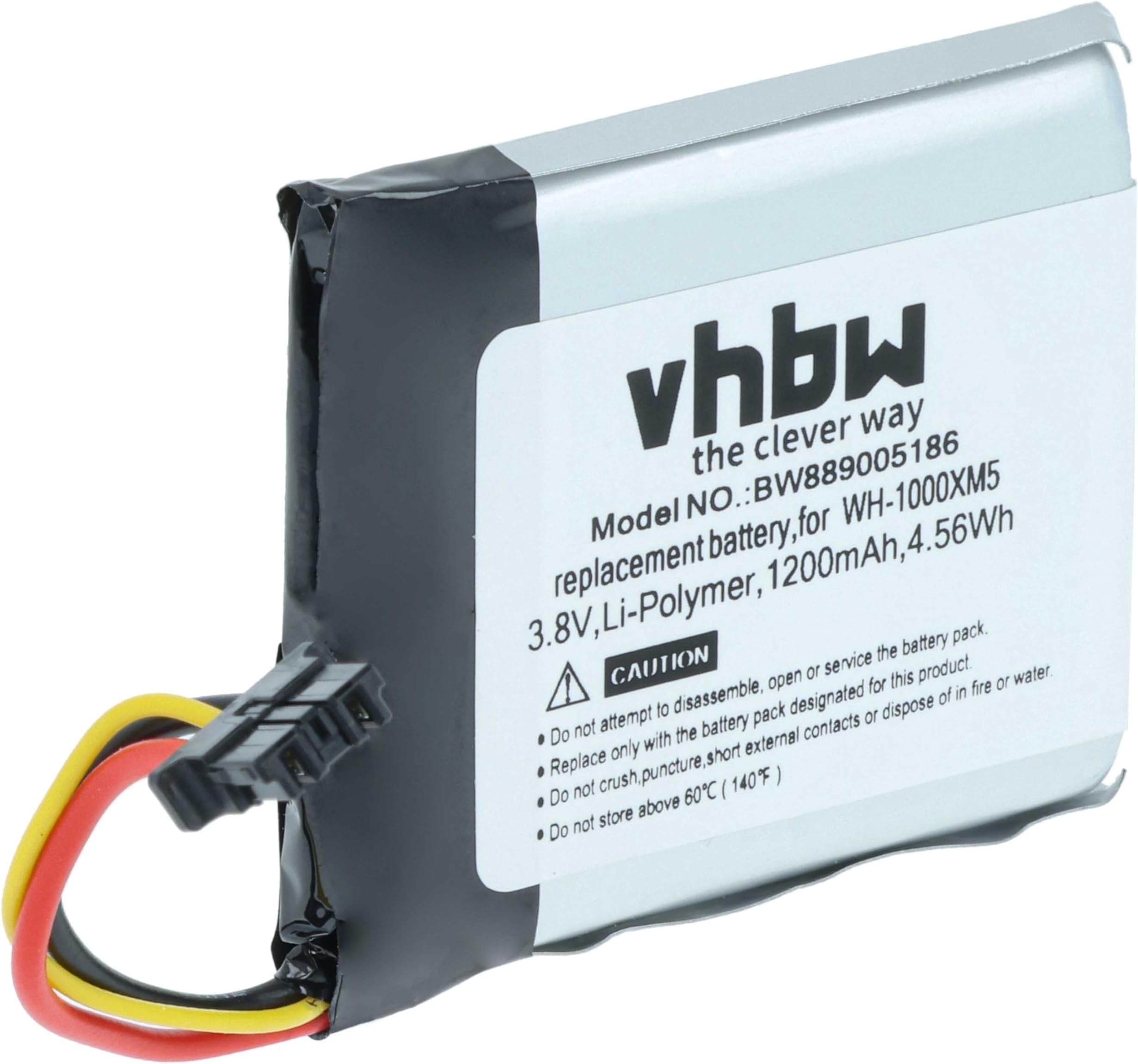 vhbw Battery compatible with Sony WF-1000XM5, WH-1000XM5 Wireless Headset Headphones (1200 mAh, 3.8 V, Li-polymer)