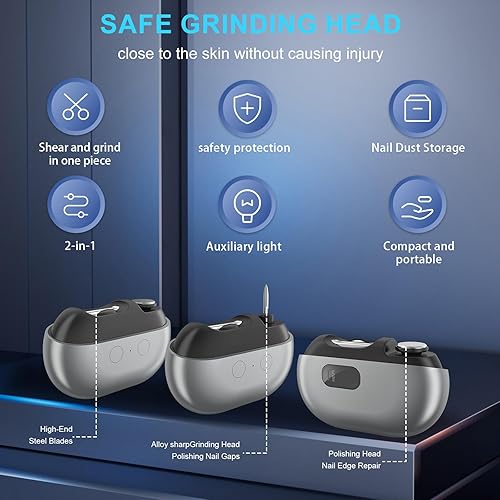 Miniatura 4 de Fanyil easyclip 2026 - Cortauñas inteligente para personas mayores, herramienta eléctrica de cuidado de uñas con luz LED, recortadora de uñas sin