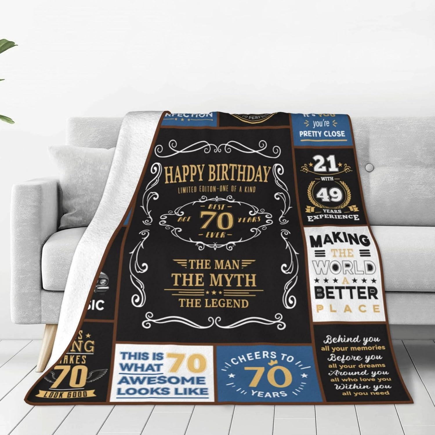 70th Birthday Gifts for Men, 1956 Birthday Gift for Him, 70 Year Old Blanket 50"x60", Christmas Fathers Day Blanket for Dad Papa Grandpa Husband Uncle - Image 3