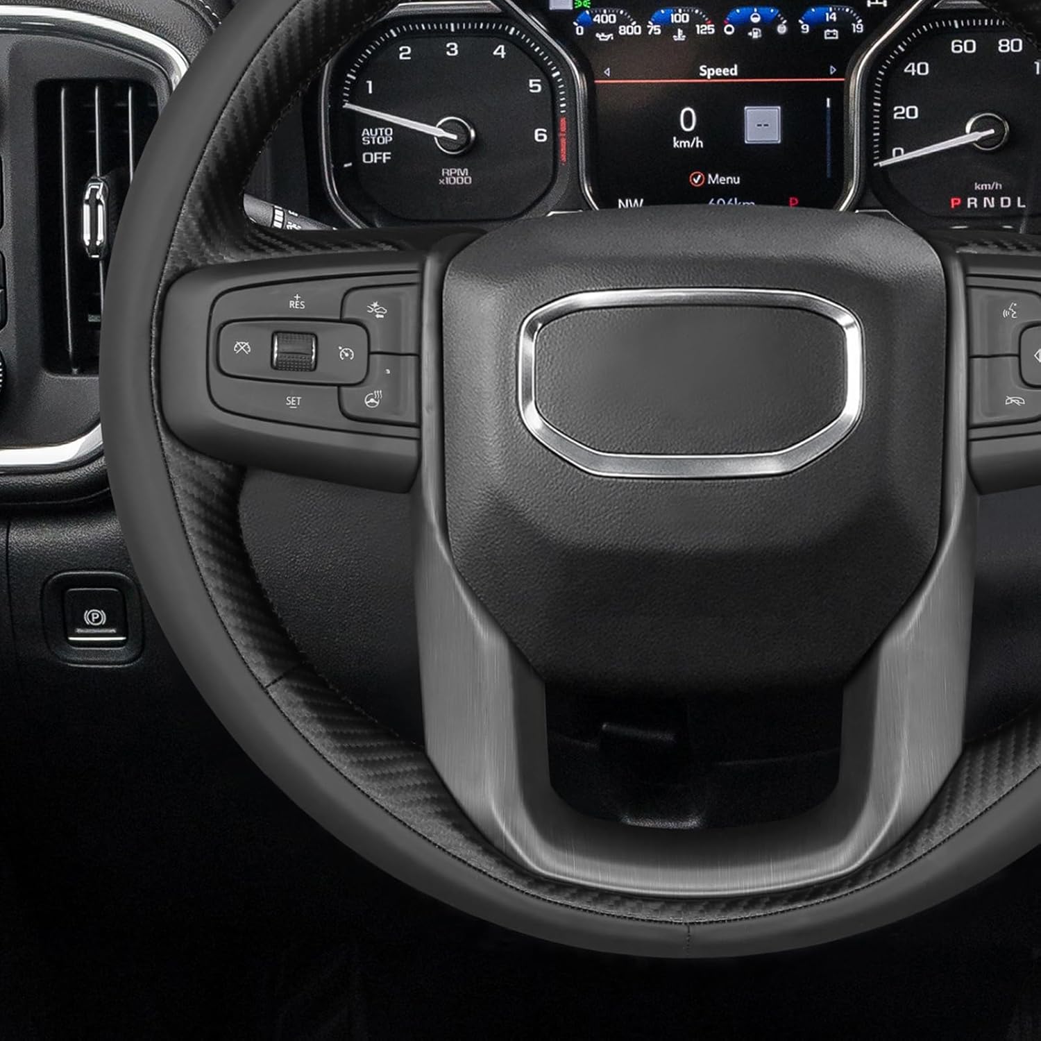 MEWANT DIY Stitching Car Steering Wheel Wrap Cover for GMC Sierra 1500 2019-2023 / Sierra 1500 Limited 2022 / Sierra 2500 2020-2024 / Sierra 3500 2020-2024 / Yukon (XL) 2021-2023 Accessories(3D Style)