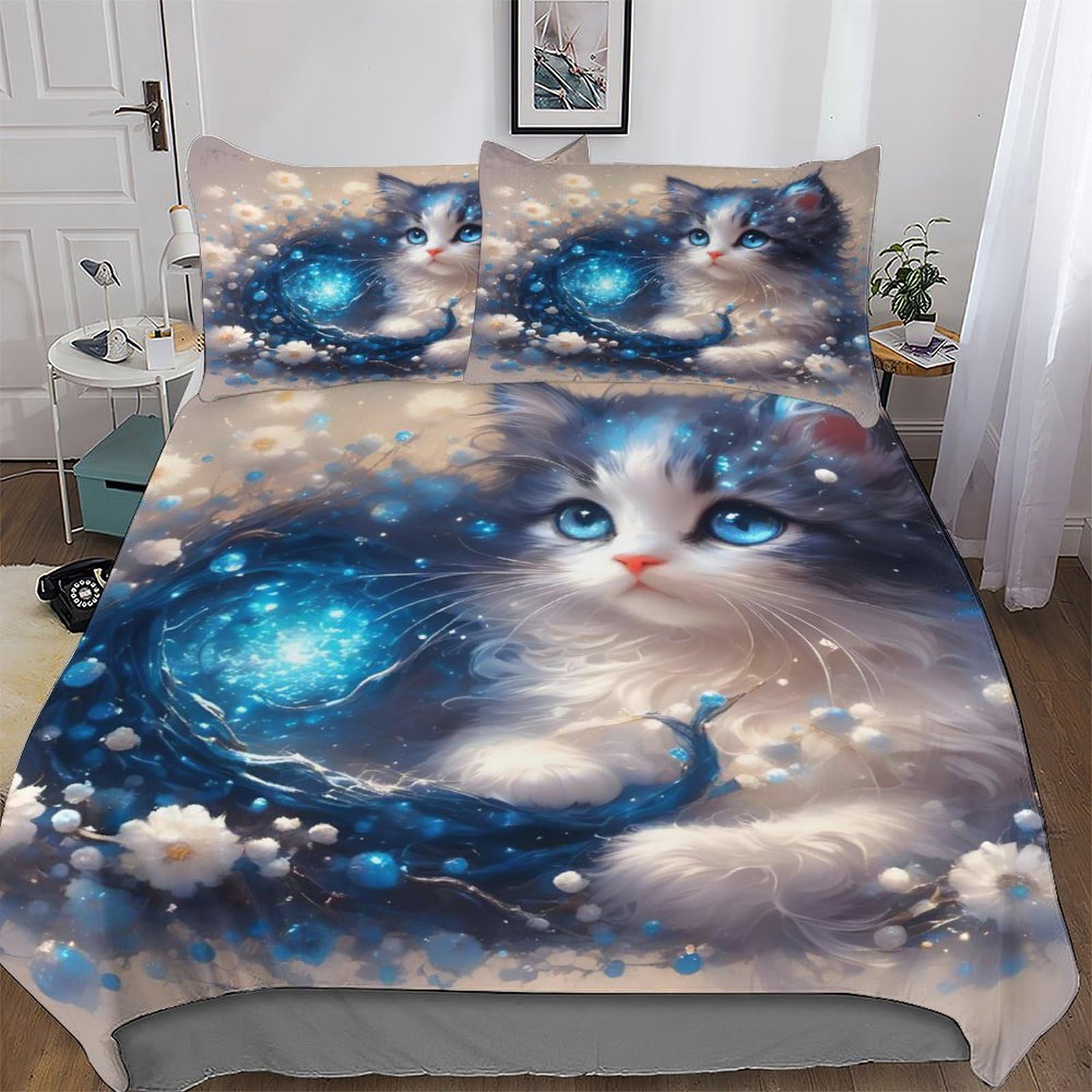 Ggjjtt Boys Cat-16 Cat Bedding Set Duvet Cover With Pillowcase Soft Microfiber Comforter Cover 2Pcs For Girls And Teenagers Single135x200cm