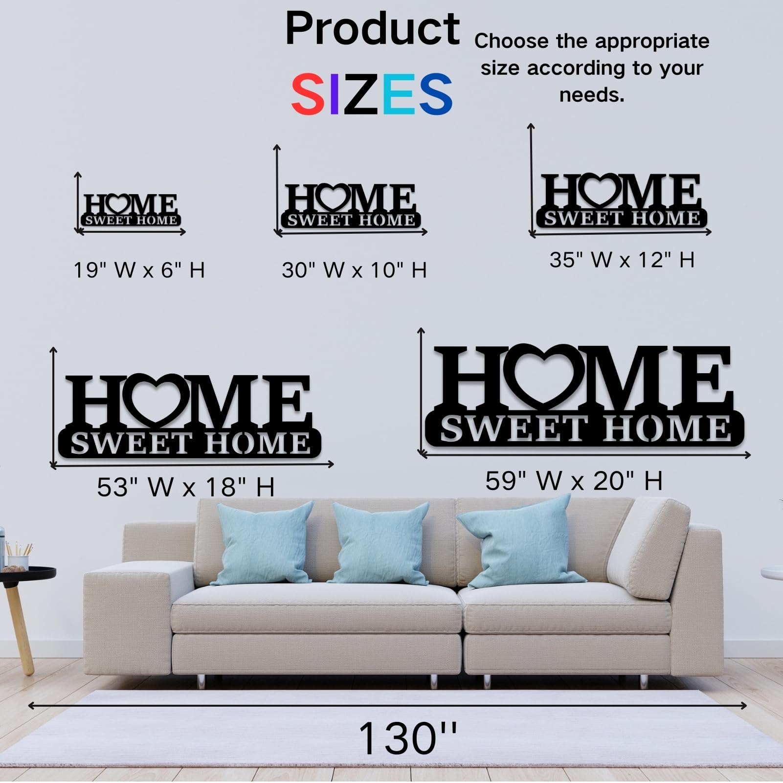 Rodzinna metalowa dekoracja ścienna, znak powitalny Home Sweet Home, metalowa dekoracja ścienna do sypialni, salonu, biura, złota 48 x 16