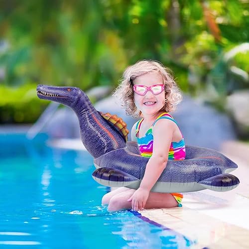 Miniatura 5 de Flotadores inflables realistas de dinosaurio para niños, anillo de piscina, juguetes de piscina para niños pequeños de 3 a 12 años