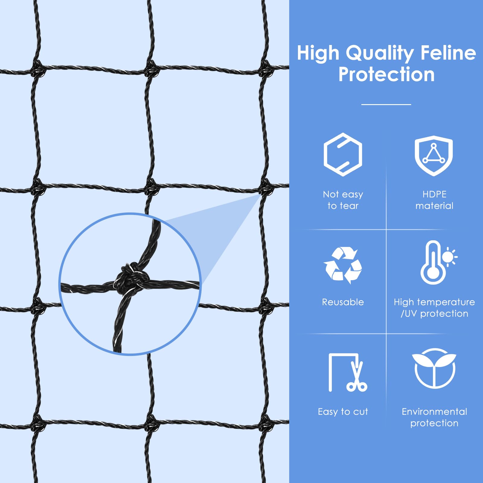 Rete Per Gatti Balcone 6x3m Rinforzata - Resistente A Graffi E Raggi UV