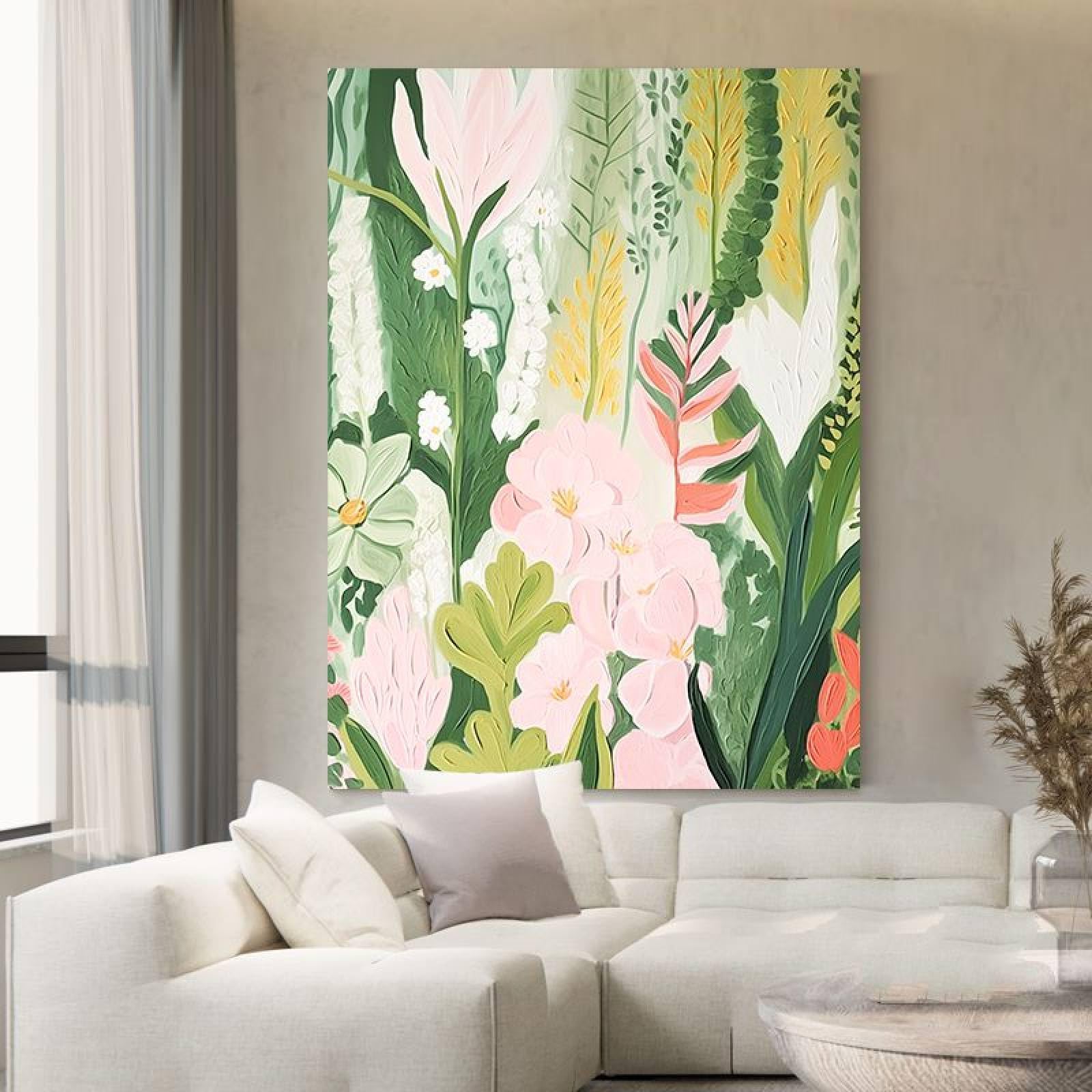 Peinture à l'huile wabi-sabi grand format pour mur de salon