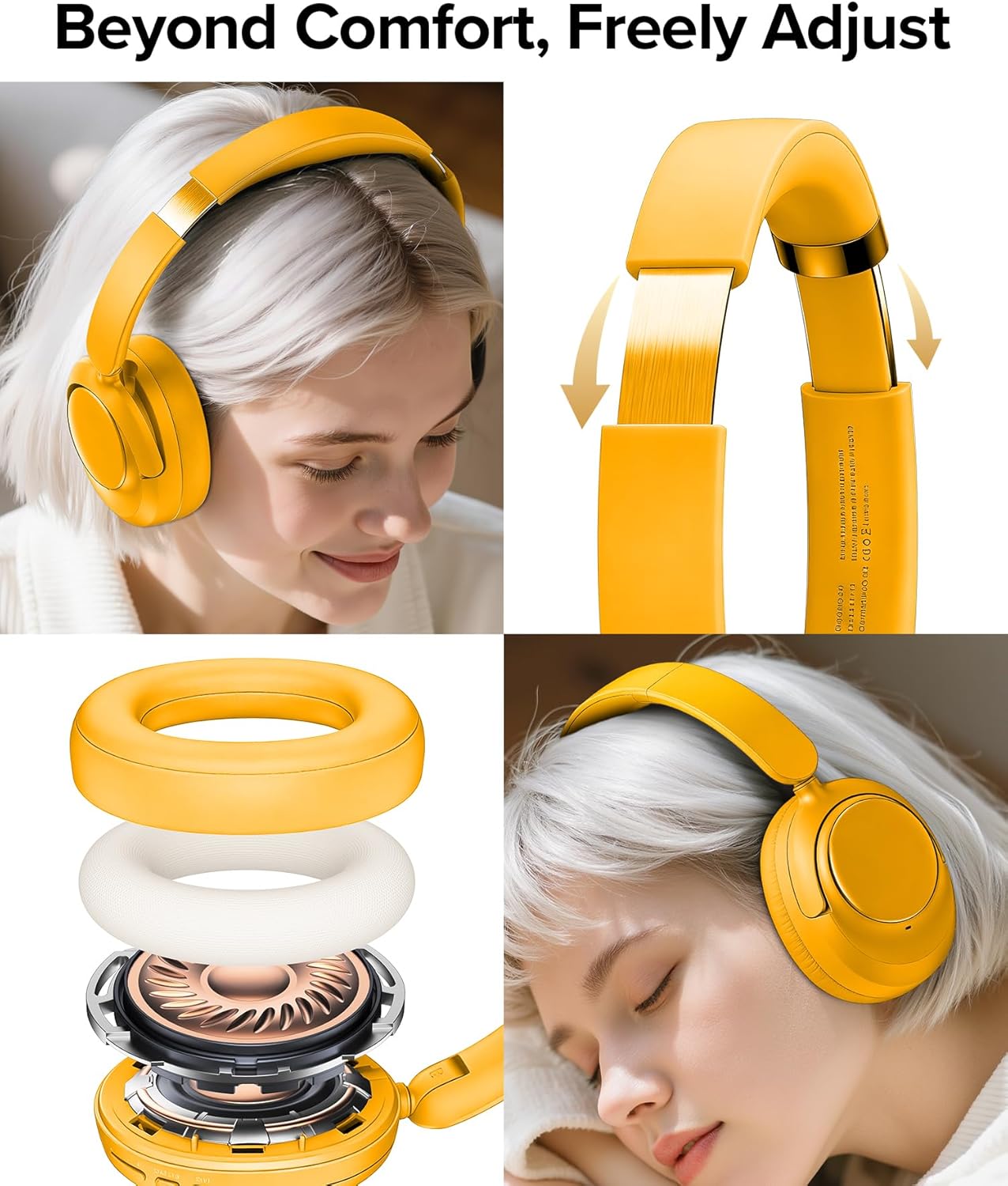 Hybrid Active Noise Cancelling Headphones,120H Playtime Bluetooth 6.0 Over Ear Headphones with Hi-Res Audio,5 ENC Mics Clear Call,HiFi Stereo Foldable Wireless Headphone Headset for Travel Office Game