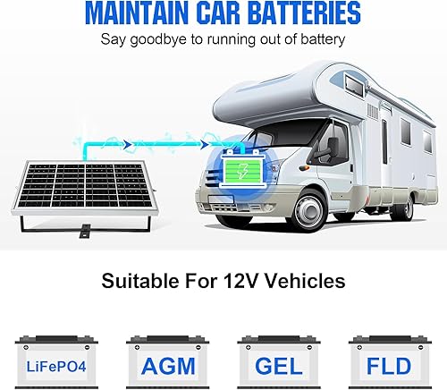 Miniatura 5 de ECO-WORTHY Mantenedor de cargador de batería solar de 10 vatios y 12 V panel solar de 10 W + controlador + soporte de montaje ajustable + cable de