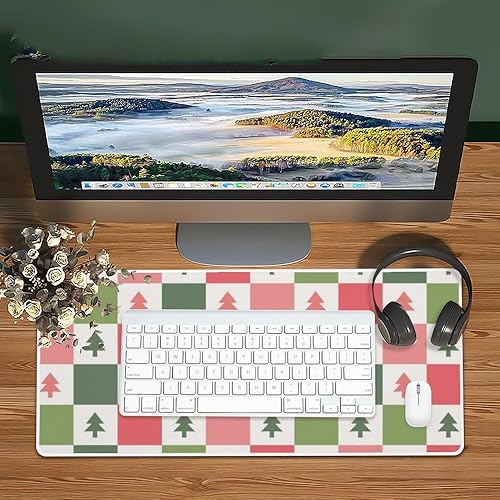 Miniatura 6 de Cute Retro Christmas Checkerboard Mouse Pad Large Gaming Desk Pad with Non- Slip Rubber Base Smooth Face Table Protector Gamer Mouse Desk Decor for