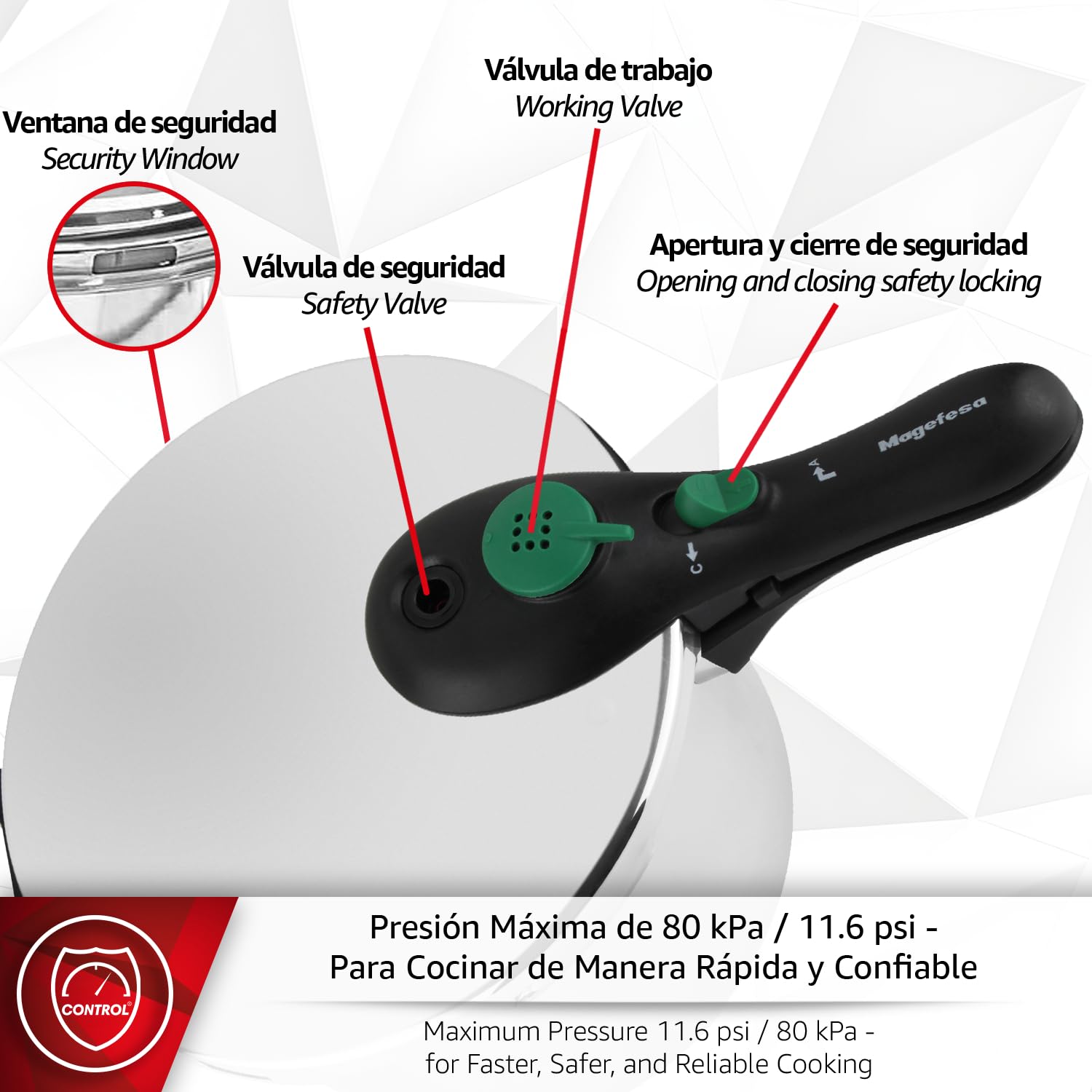 Magefesa DYNAMIC - Pentola a Pressione Rapida Da 7,5L + Cestello, Acciaio Inossidabile 18/10, Efficienza Energetica, Per Tutti I Tipi Di Piani Cottura, Induzione