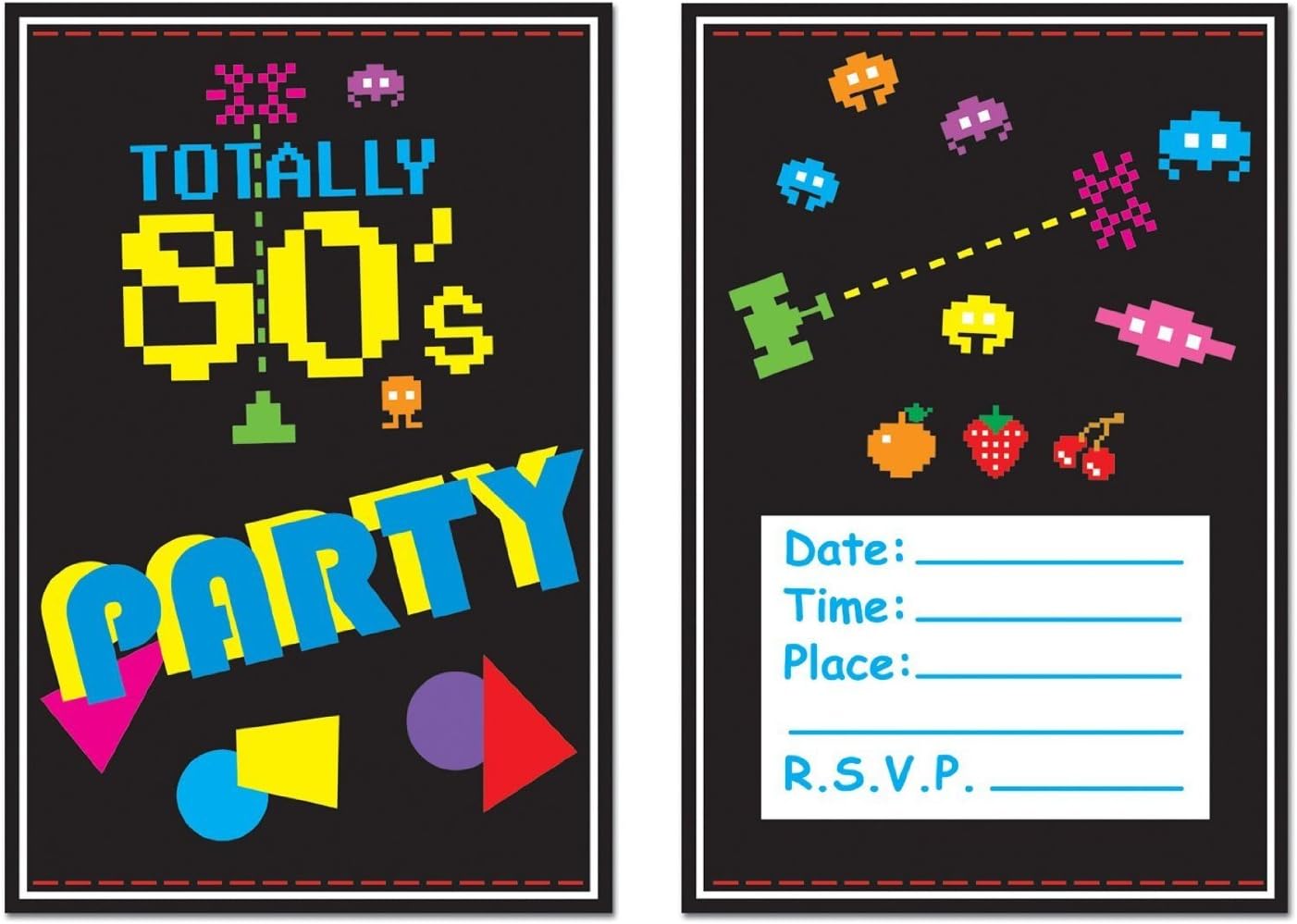 80's Invitations 4in. x 5½in.,8/Pkg, Pkg/3