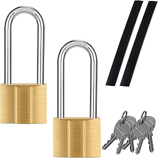 KAWAHA 81/40L-2P Long Shackle Keyed Padlock (Keyed Alike, Waterproof, Solid Brass Lock) for Sheds, Storage Unit, School, Gym Locker, Fence, Toolbox, Hasp, Storage - 1-9/16 in. L*2