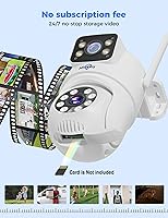 Vista 4 de Hiseeu 2 Pack Wireless Security Camera 5G/2.4G WiFi Dual Lens PTZ Camera Outdoor Motion Tracking Color Night Version,No-Monthly Fees Works with