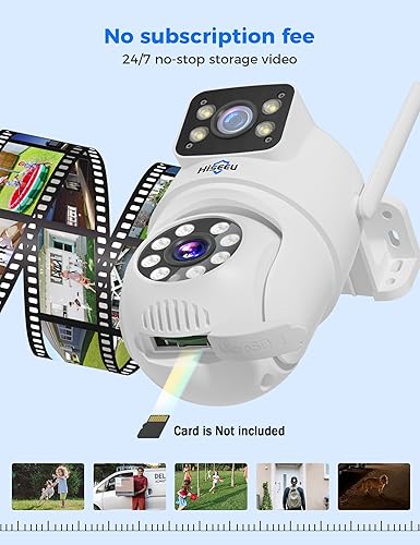 Miniatura 4 de Hiseeu Paquete de 2 cámaras de seguridad inalámbricas 5G2.4G WiFi de doble lente PTZ cámara al aire libre seguimiento de movimiento en color versión