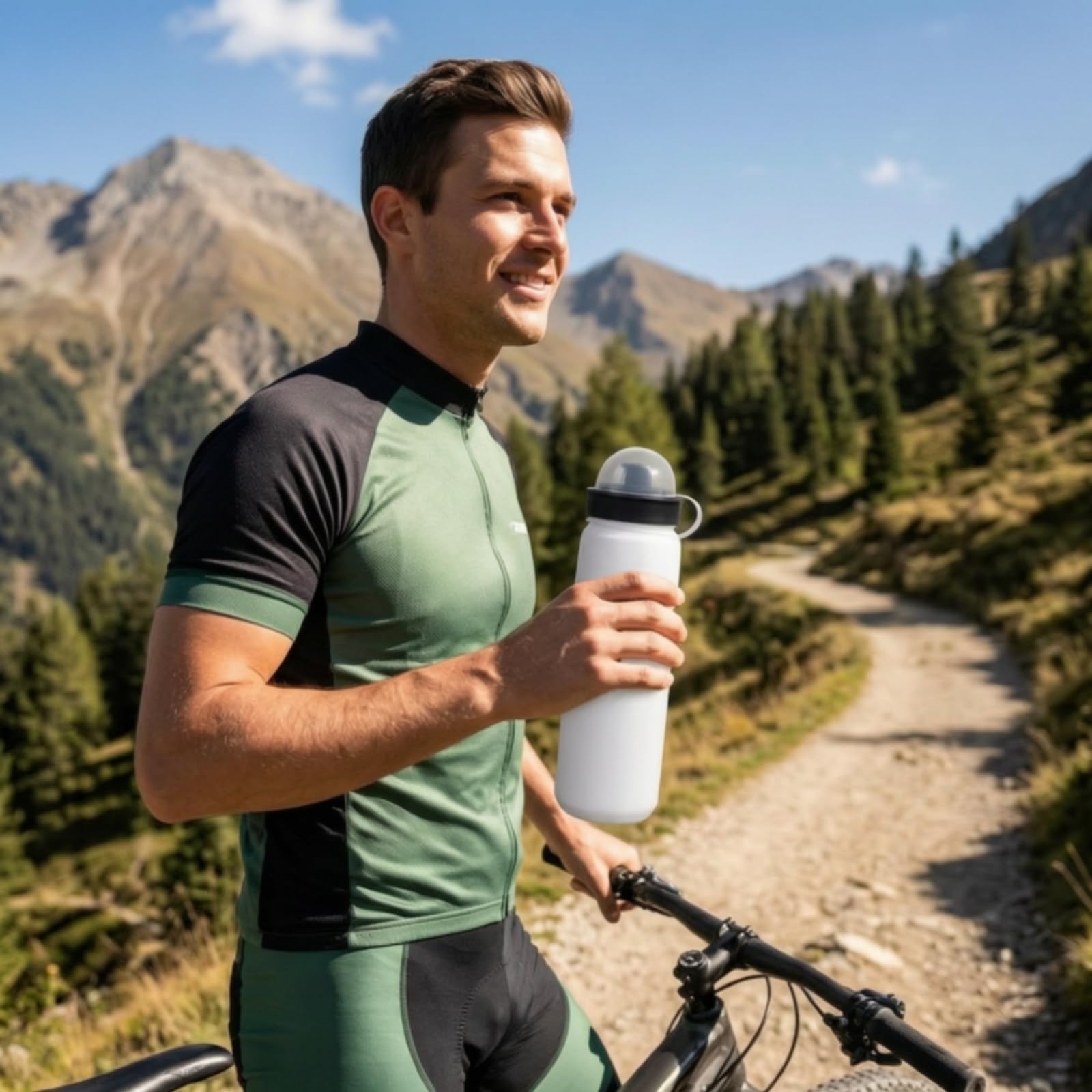 TISHITA Fahrradflasche lebensmittelecht Fahrradtrinkflasche kompakt Fahrradflasche mit Schlaufe für Radfahrer, Outdoor-Aktivitäten