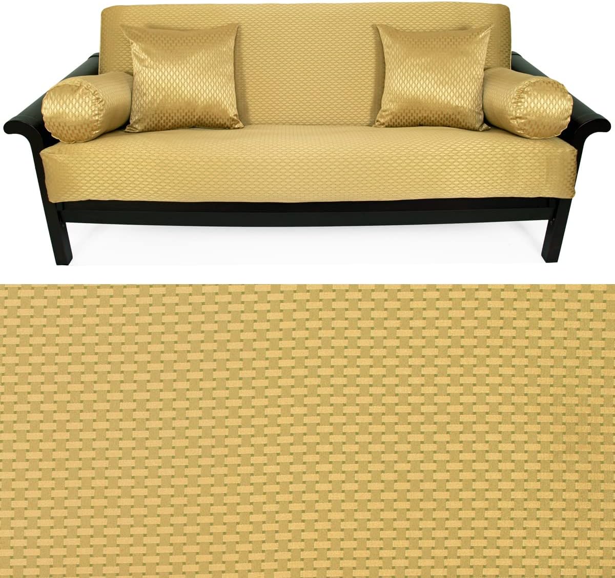 SlipcoverShop Checker Leaf Futon Cover 349 Full 5pc Pillow Set