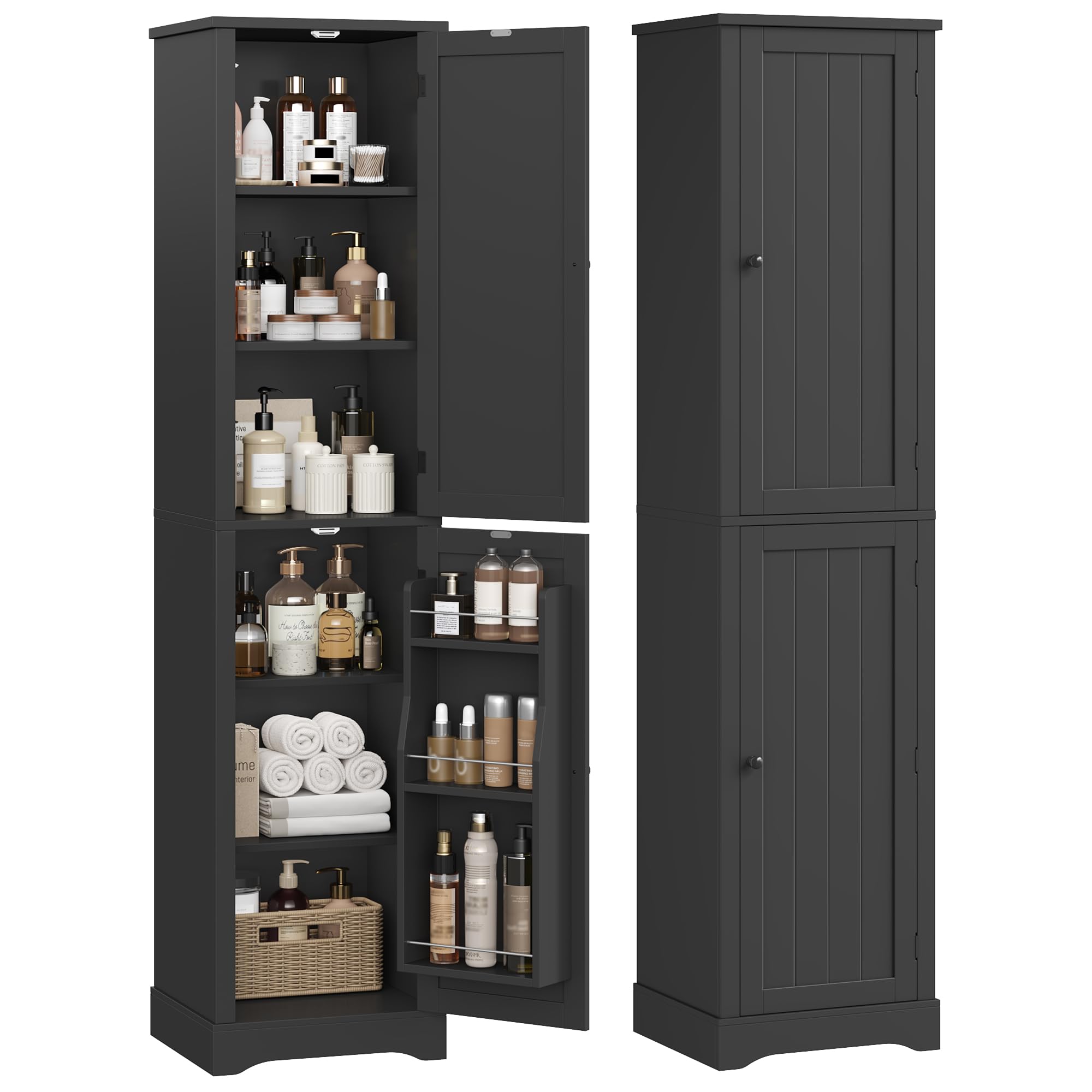 FOREHILL Meuble Colonne Salle de Bain Étroit avec 9 Étagères 40x30x180cm