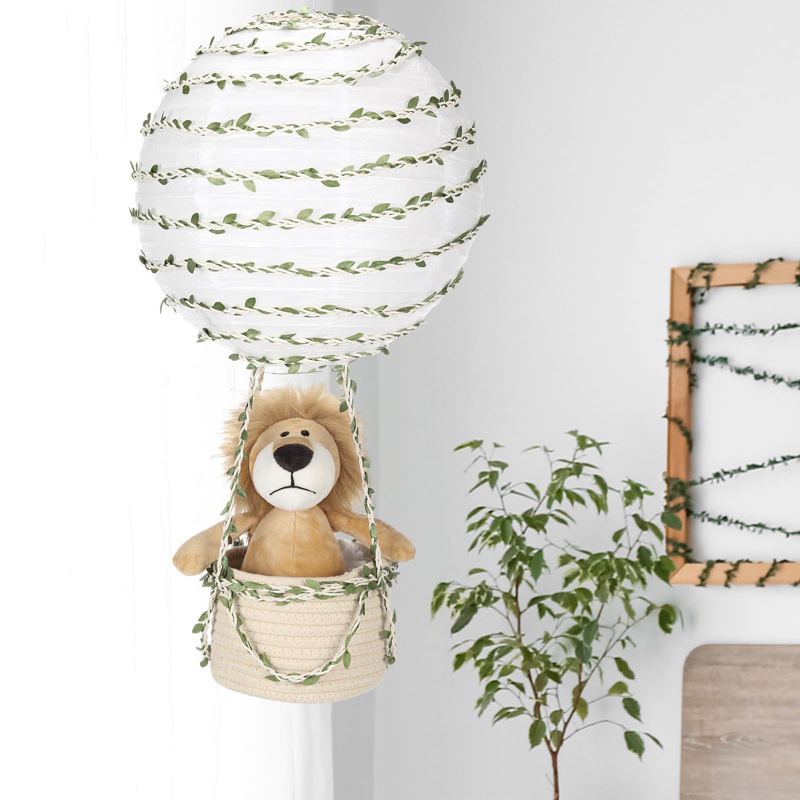 Rossesay Safari Hot Air Balloon Decor Handmade Jungle Hot Air Balloon Nursery Decor Lampshade Light Shade for Hanging Room Birthday Party Baby Shower