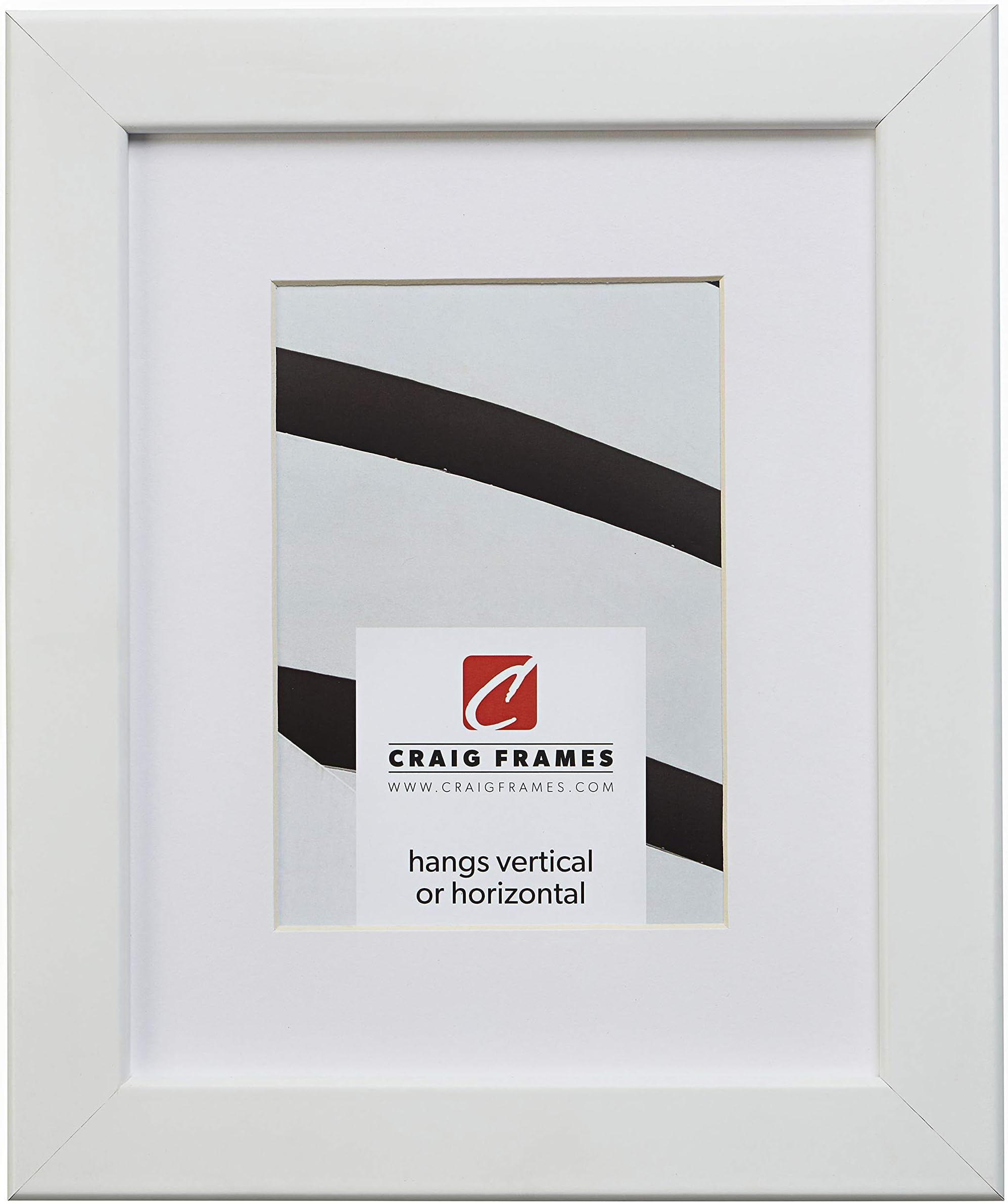 Craig Frames26267 20 x 24 Inch White Satin Picture Frame Matted to Display a 16 x 20 Inch Photo