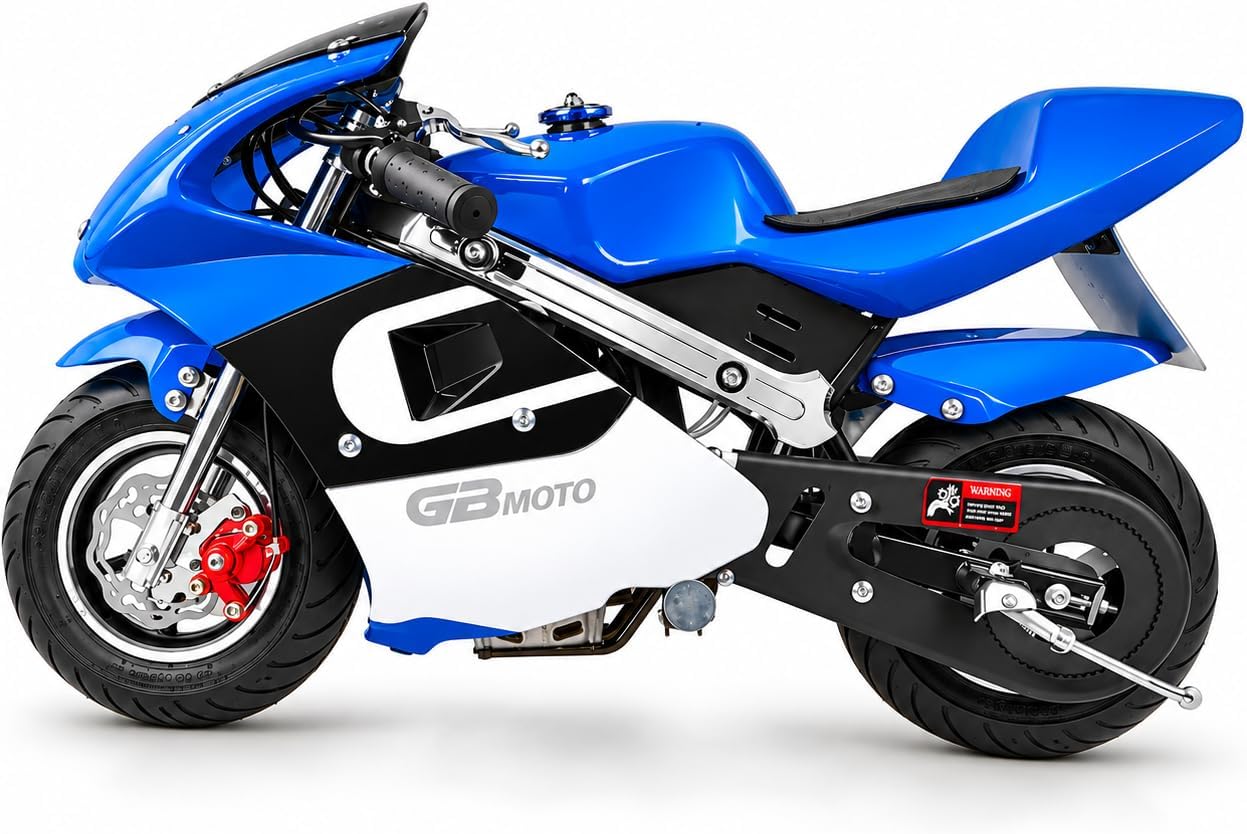 XtremepowerUS 40cc Gas Pocket Bike Mini Motorcycle for Kids, 4-Stroke Engine Ride-On Mini Bike with Padded Seat, EPA Approved, Blue