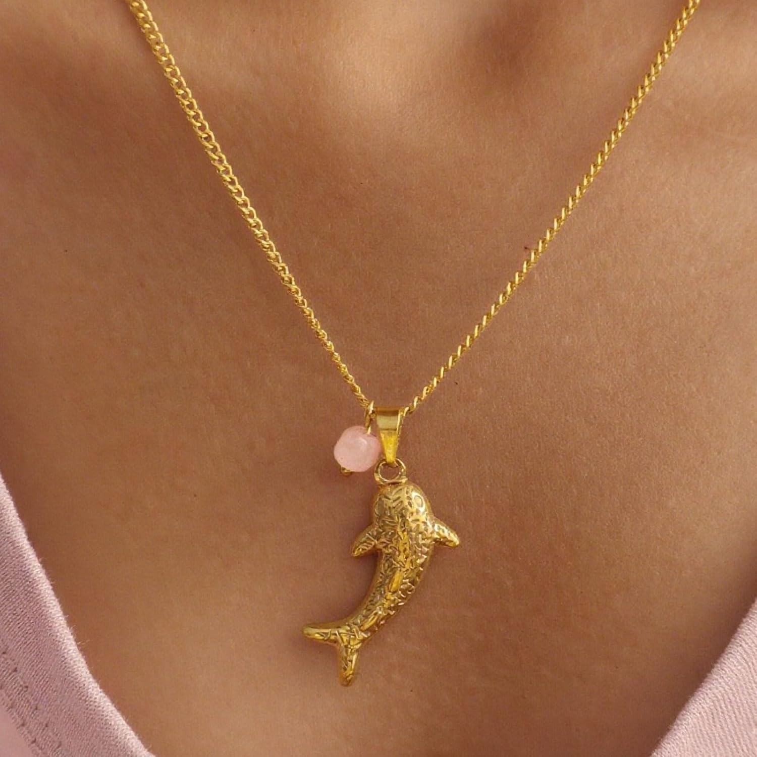 Gold Shark Necklace for Women Boho Shark Pendant Necklace Blue Beaded Sardine Fish Necklaces Ocean Inspired Choker Jewelry Gift - Image 4