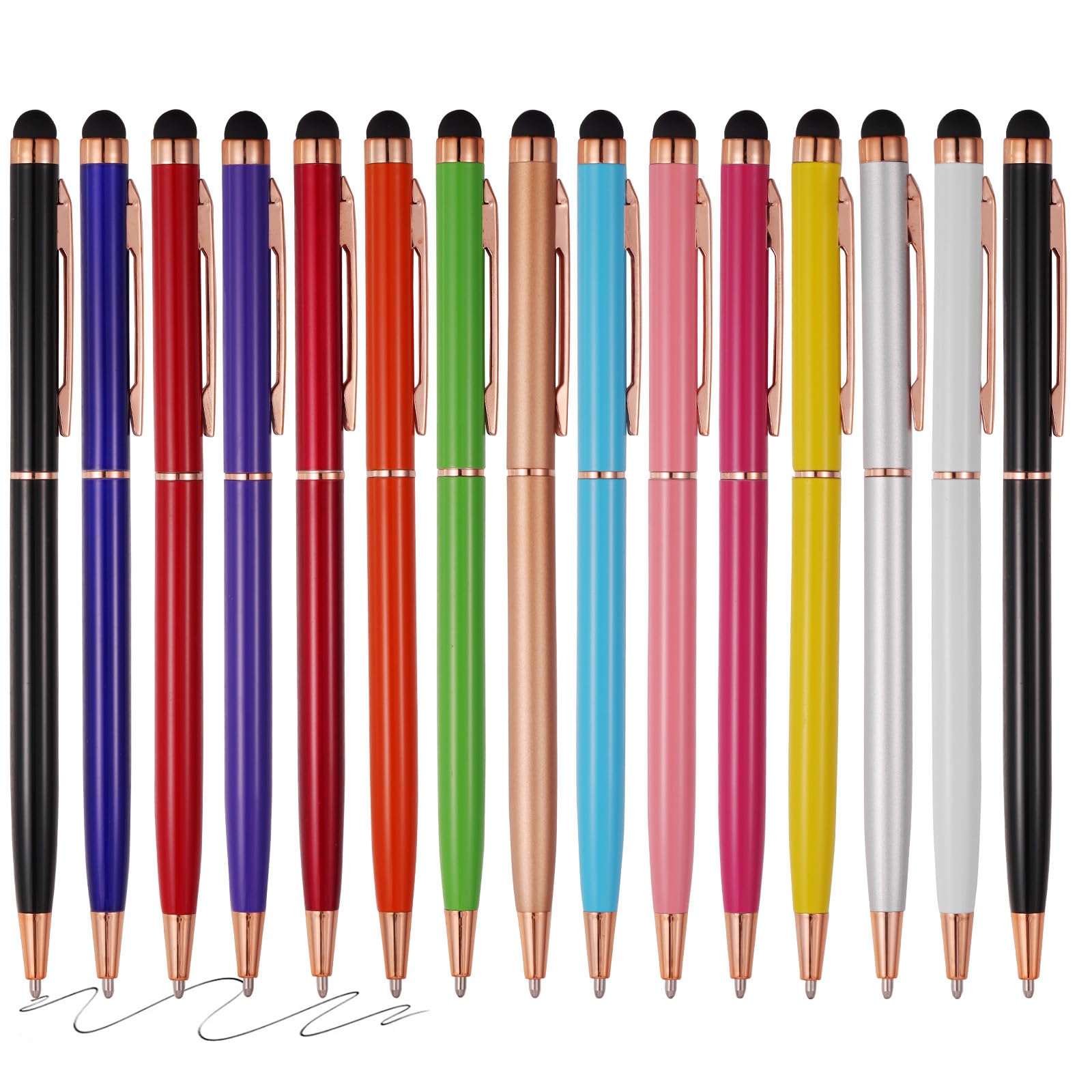Photo 1 of ***9 PCS**FIRCRE 15 Pack Stylus Pens for Touch Screens Stylus Pen Compatible with Phone Tablets Kindle and Black Ink Ballpoint Pens-2 in 1 Stylists Pens (8005 Rose Gold B)