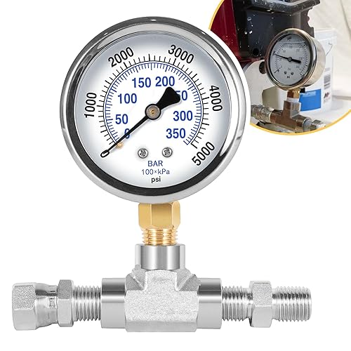 Miniatura 1 de Conjunto de manómetro de pulverización 730-397 Medidor de fluido de alta presión 14 "NPT Roscas con ajuste en T 508239 para pulverizadores Titan