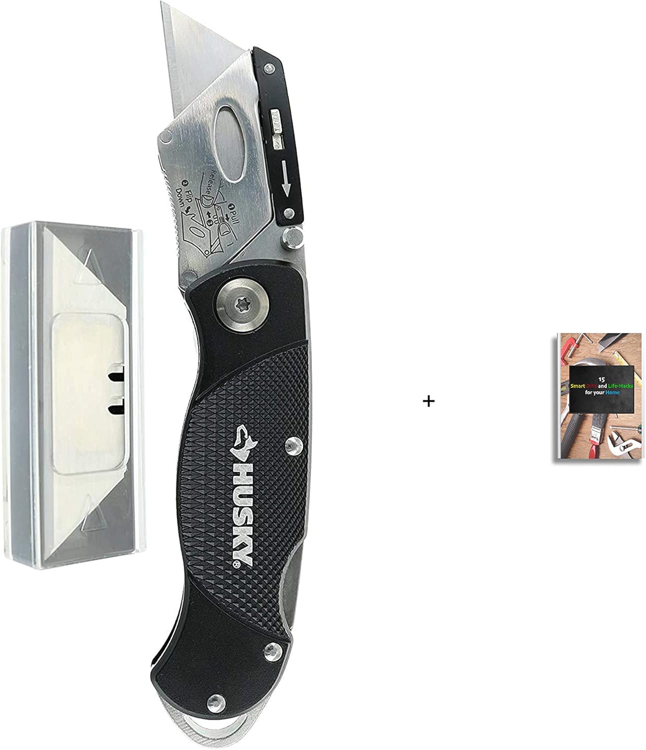 Husky 21113 Folding SureGrip Lock Back Utility Knife w/ 10 Disposable