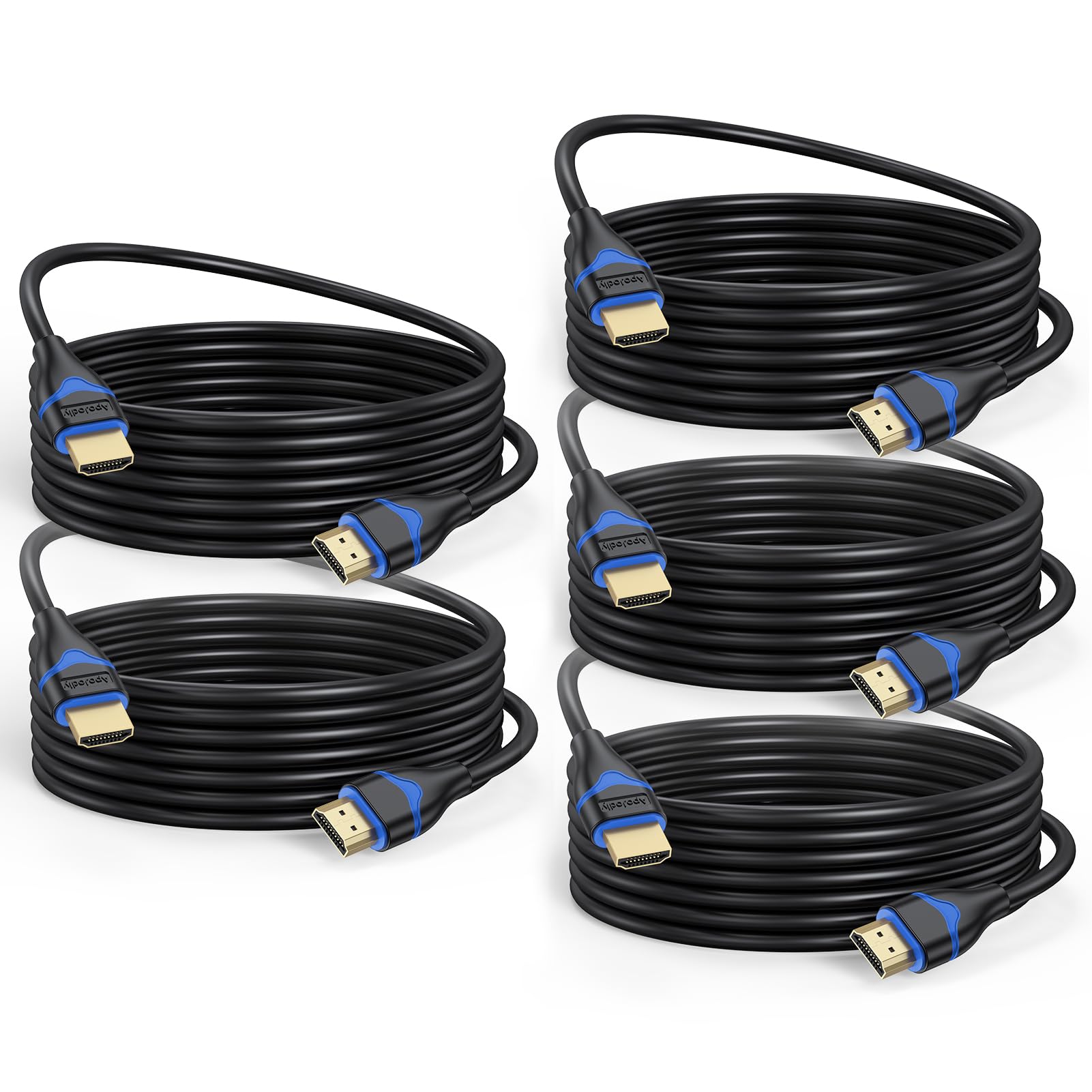 Cavo HDMI 4K da 3,5 m, confezione da 5 pezzi, cavo HDMI 2.0 ad alta velocità, ultra HD 4K a 60Hz, 2K a 144Hz, 18 Gbps, ARC, HDR, HDCP2.2, compatibile 3D con PS4/PS5, monitor, laptop, HDTV