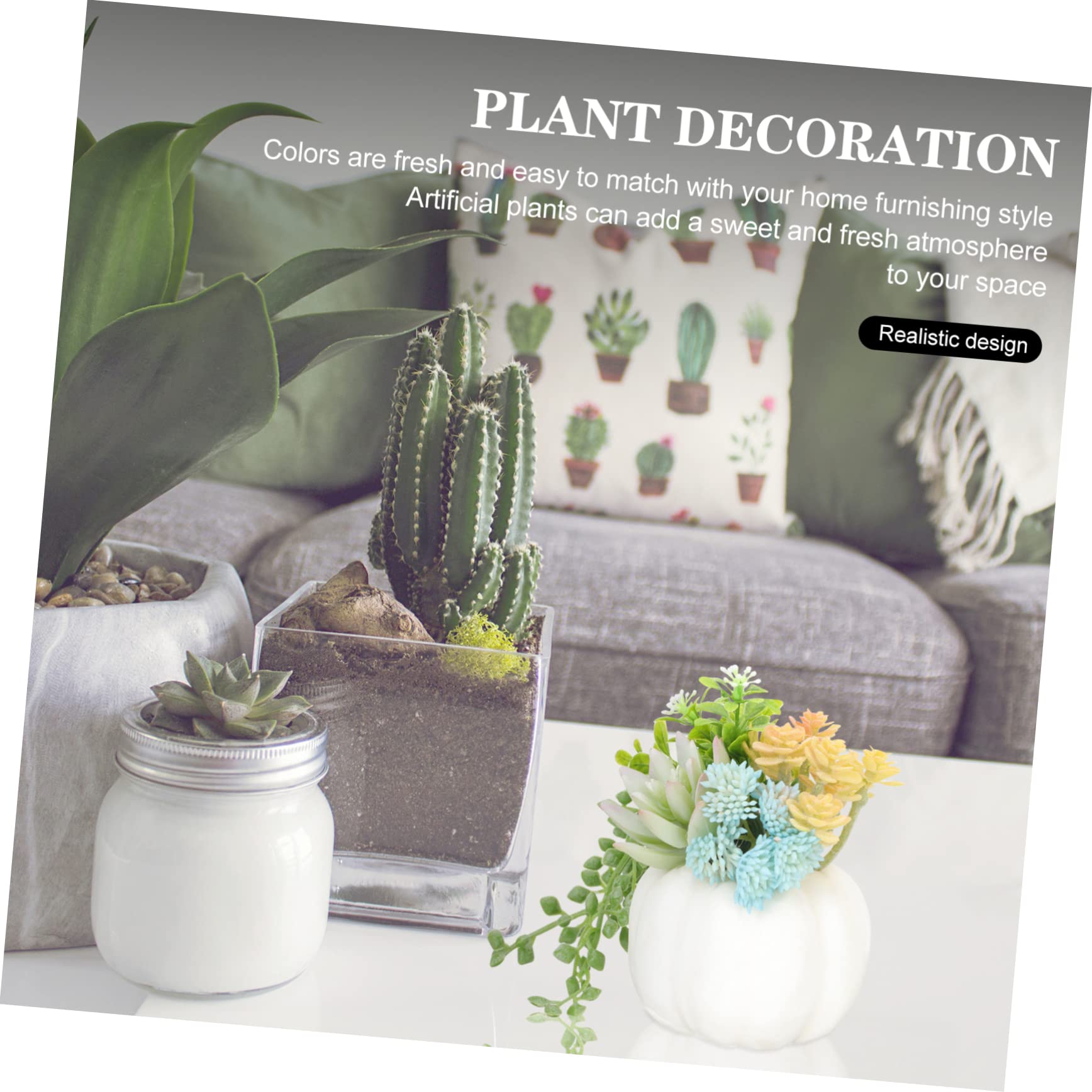 ORFOFE 4stücke Künstliche Sukkulente Bonsai Im Kürbis-Design Dekorative Pflanze Für Schreibtisch Und Wohnzimmer Pflegeleicht Lebendig Vielseitig Einsetzbar Büros Hotels Und