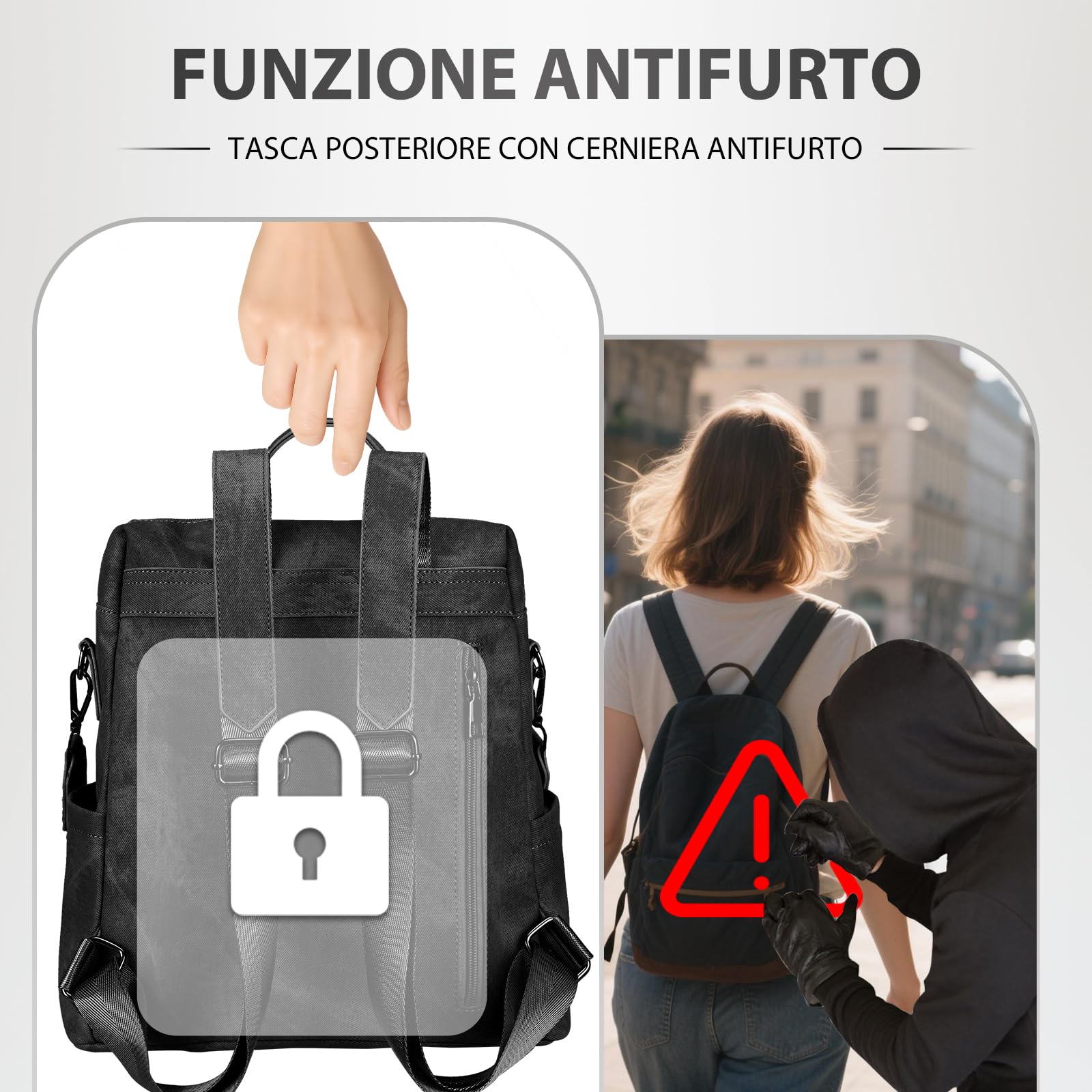 Leathario Zaino Donna in Pelle Vegana Impermeabile Antifurto,Borsa Elegante 3-in-1,Zaino da Lavoro, Viaggio e Uso Quotidiano