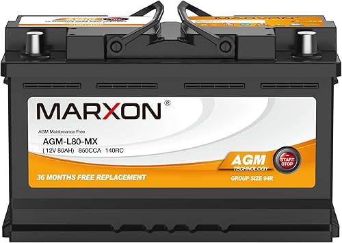 Marxon Grupo 94R Batería de coche 12v 80AH 850CCA H7 AGM Baterías sin mantenimiento Automotriz arranque parada reemplazo L4 batería para Audi BMW