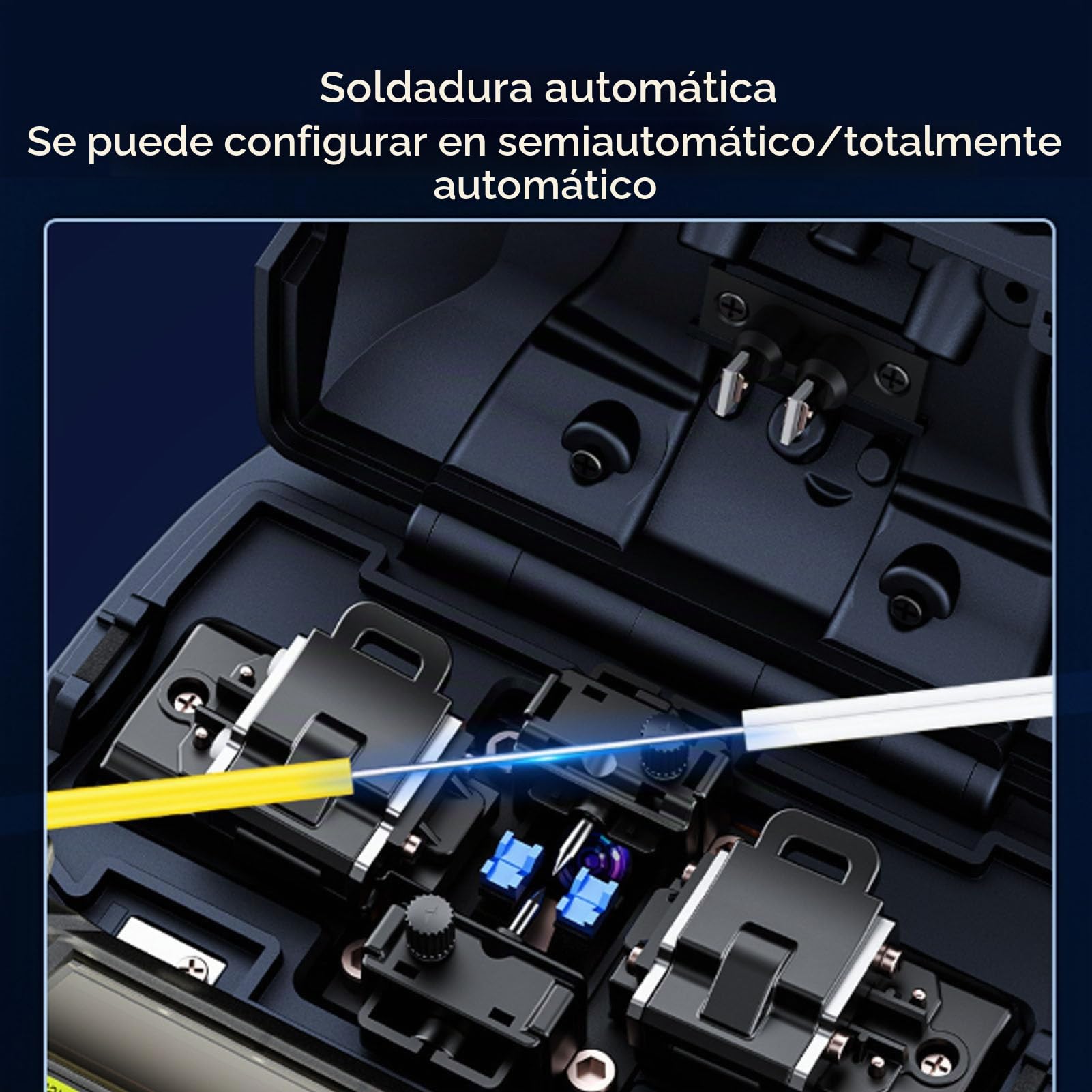 FTVOGUE Empalmador de Fusión de Fibra óptica de Observación de Doble Eje Tiempo de Empalme de 6 S con Pantalla LCD a Color TFT de 5,0 Pulgadas para FTTH Ingeniería (Enchufe europeo de 100 a 240 V.)