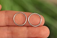 Vista 130 de Gold Hoop Earrings Silver Hoop Earrings - Hoop Earrings For Women Two Pcs Of Thin Gold Filled Sterling Silver Hoops, Helix Hoop, Tragus Ring