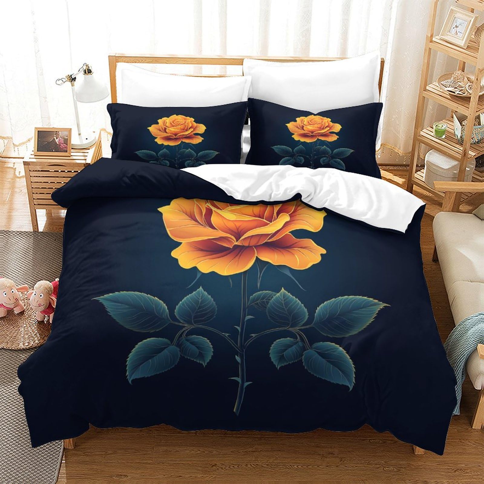 Ensemble de literie rose 3D 140x200 microfiche avec housse de couette single