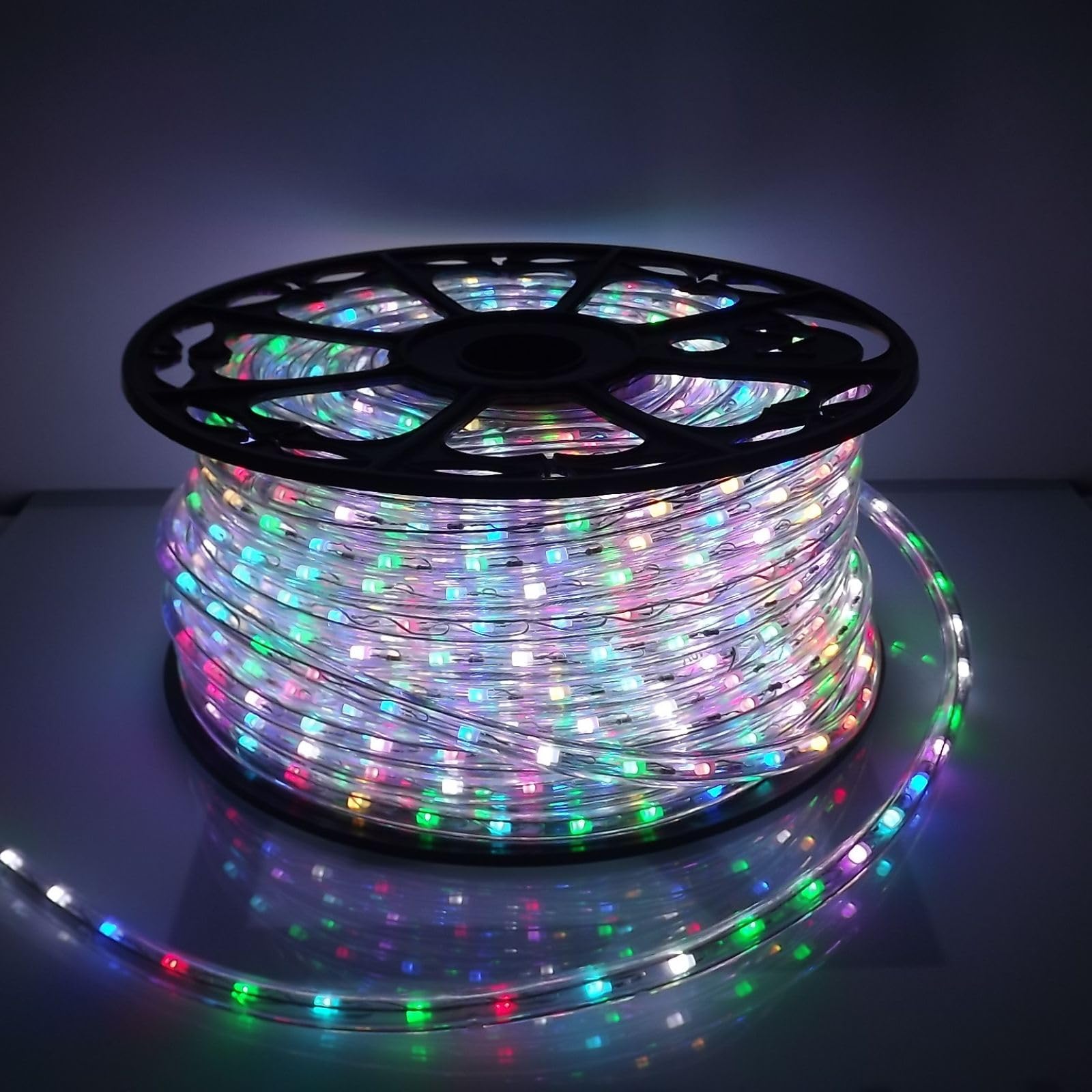 Luccika LED-Lichterschlauch 50 m, transparentes PVC, 36 LEDs/M, IP67 innen und außen, zuschneidbar und verlängerbar, Touch-Steuerung, professionell für Veranstaltungen und Feiertage (RGB)