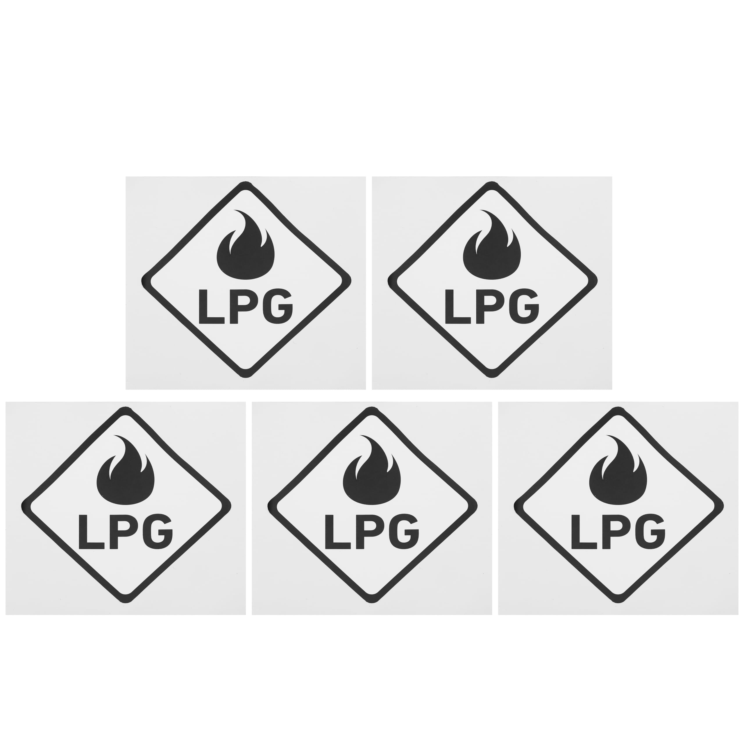 OTOTEC 5PCS LPG Vinyl Sticker 80x80mm Diagonal Length 110mm Liquefied Petroleum Gas Warning Hazard Diamond Sign for Motorhomes and Caravans