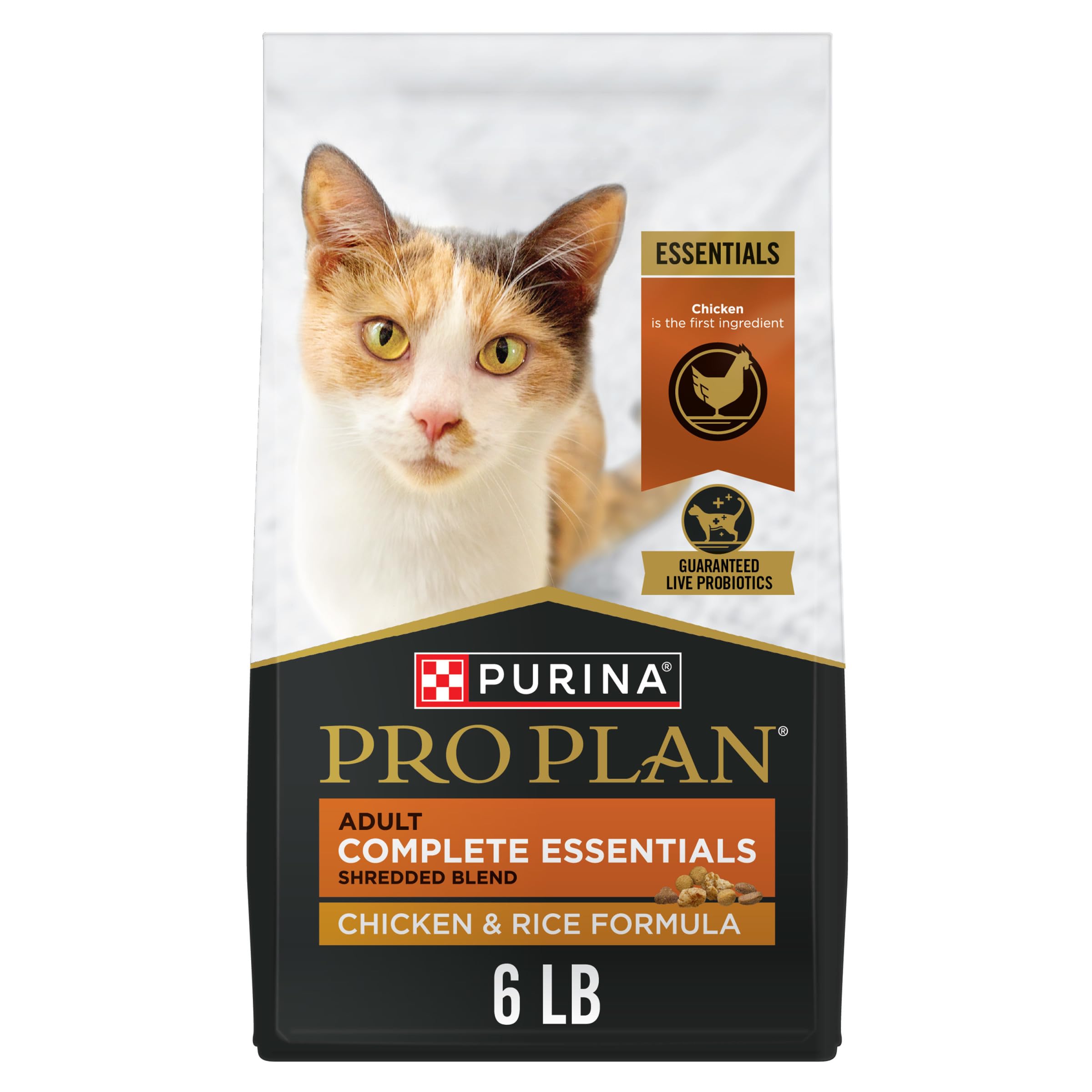 Purina Pro Plan Complete Essentials Shredded Blend Chicken and Rice Formula Adult High Protein Cat Food - 6 lb. Bag
