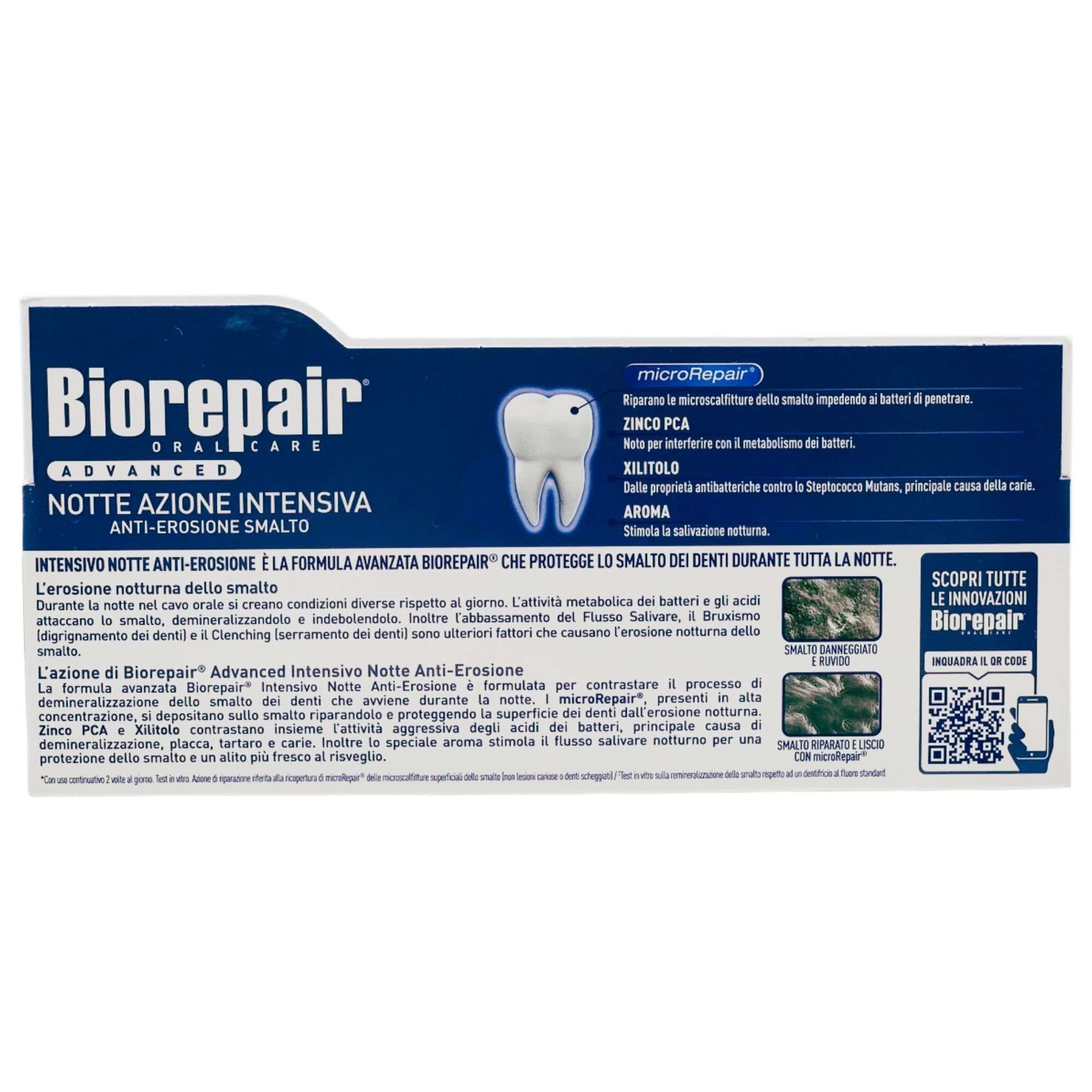 Dentifricio ADVANCED Notte Azione Intensiva, Anti-Erosione Smalto. Contrasta L'Attacco Dei Batteri Attivi Durante La Notte 75ml (6 Unità)
