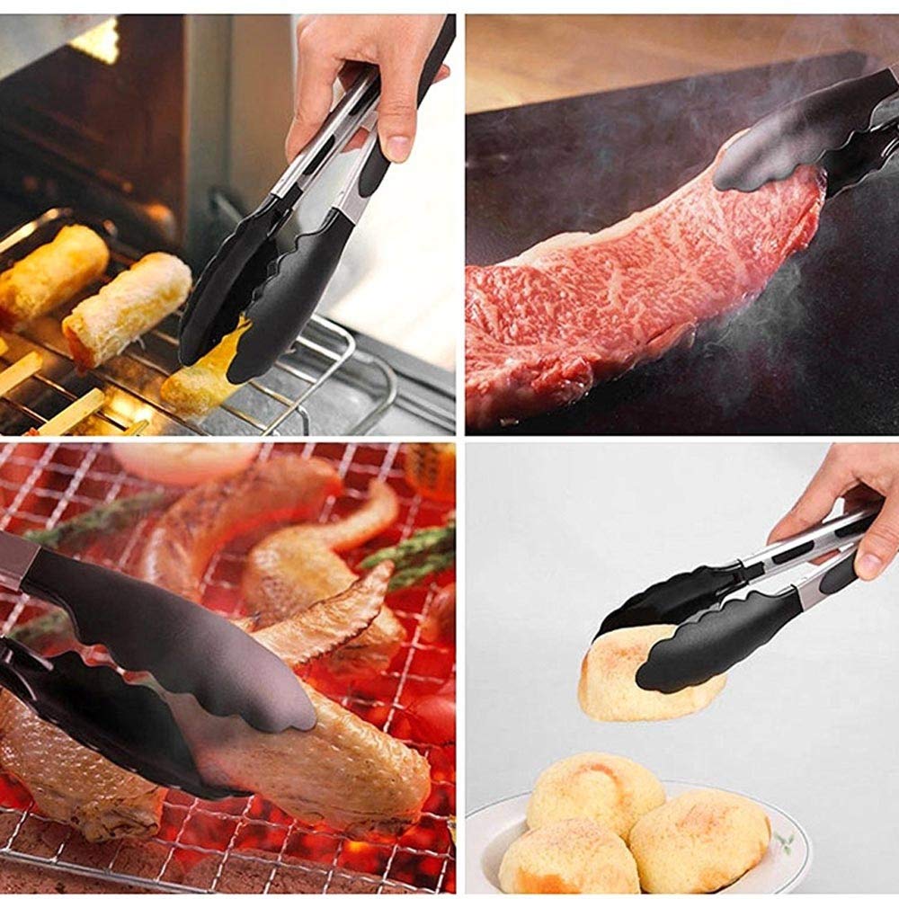 RajoNN Pinzas de Silicona para Barbacoa, Pinzas para Servir Ensalada, Pinzas de Cocina antiadherentes para Barbacoa y Barbacoa