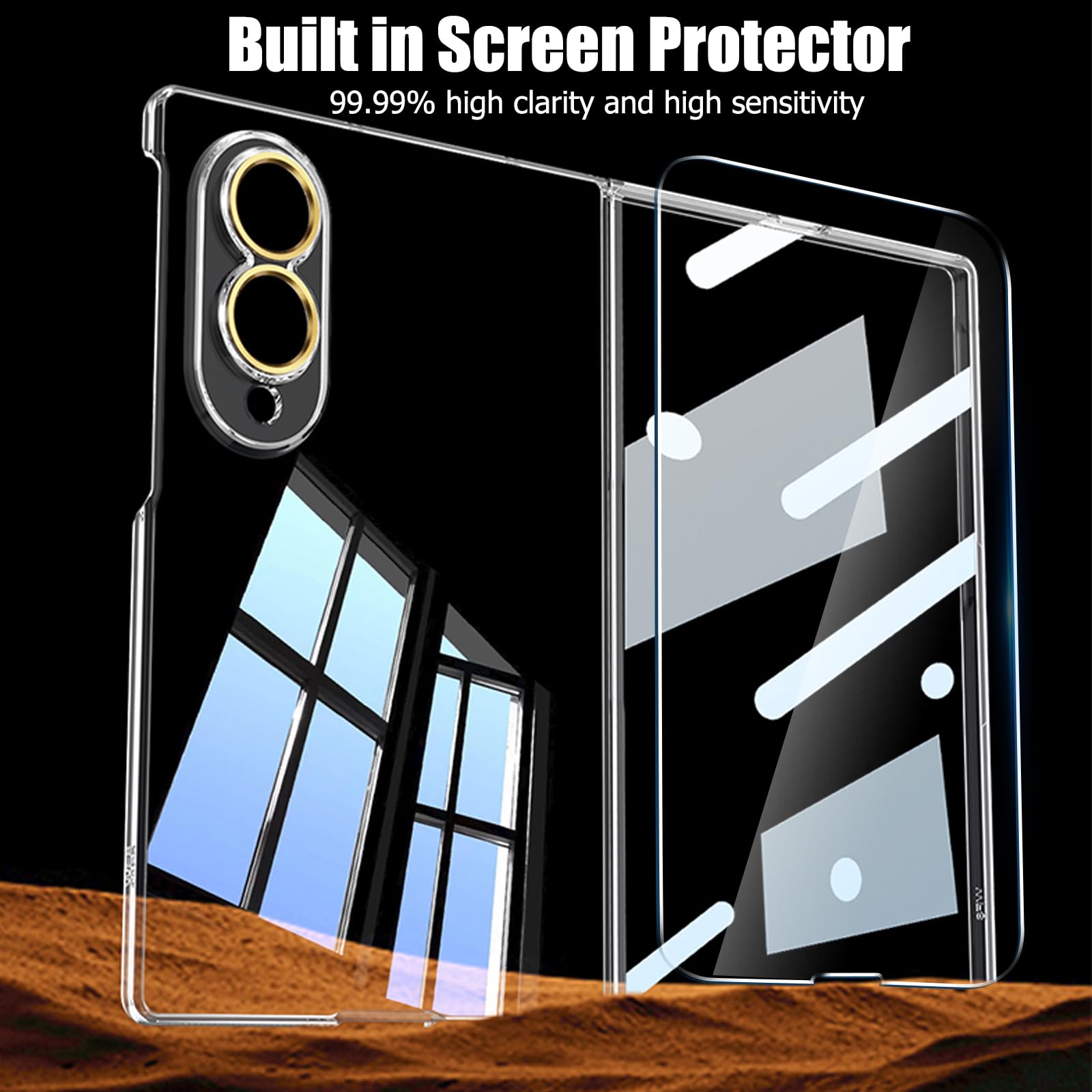 Custodia trasparente per Samsung Galaxy Z Fold 8, con pellicola protettiva frontale integrata, ultra sottile, di lusso, antigraffio, opaca, rigida, in policarbonato, antiurto, per Galaxy Z